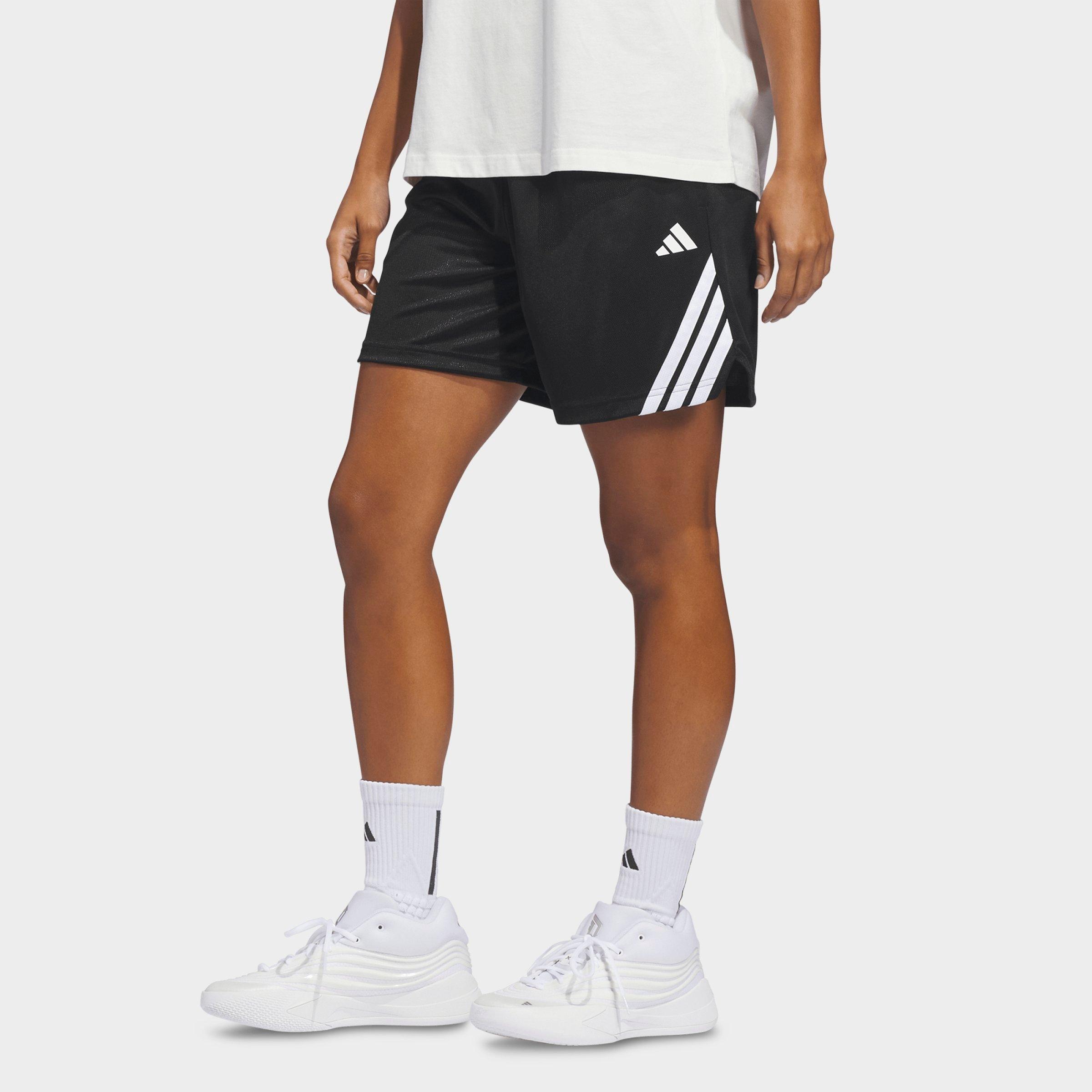 adidas Women's 3-Stripes Basketball Shorts in Black/White Size: Medium