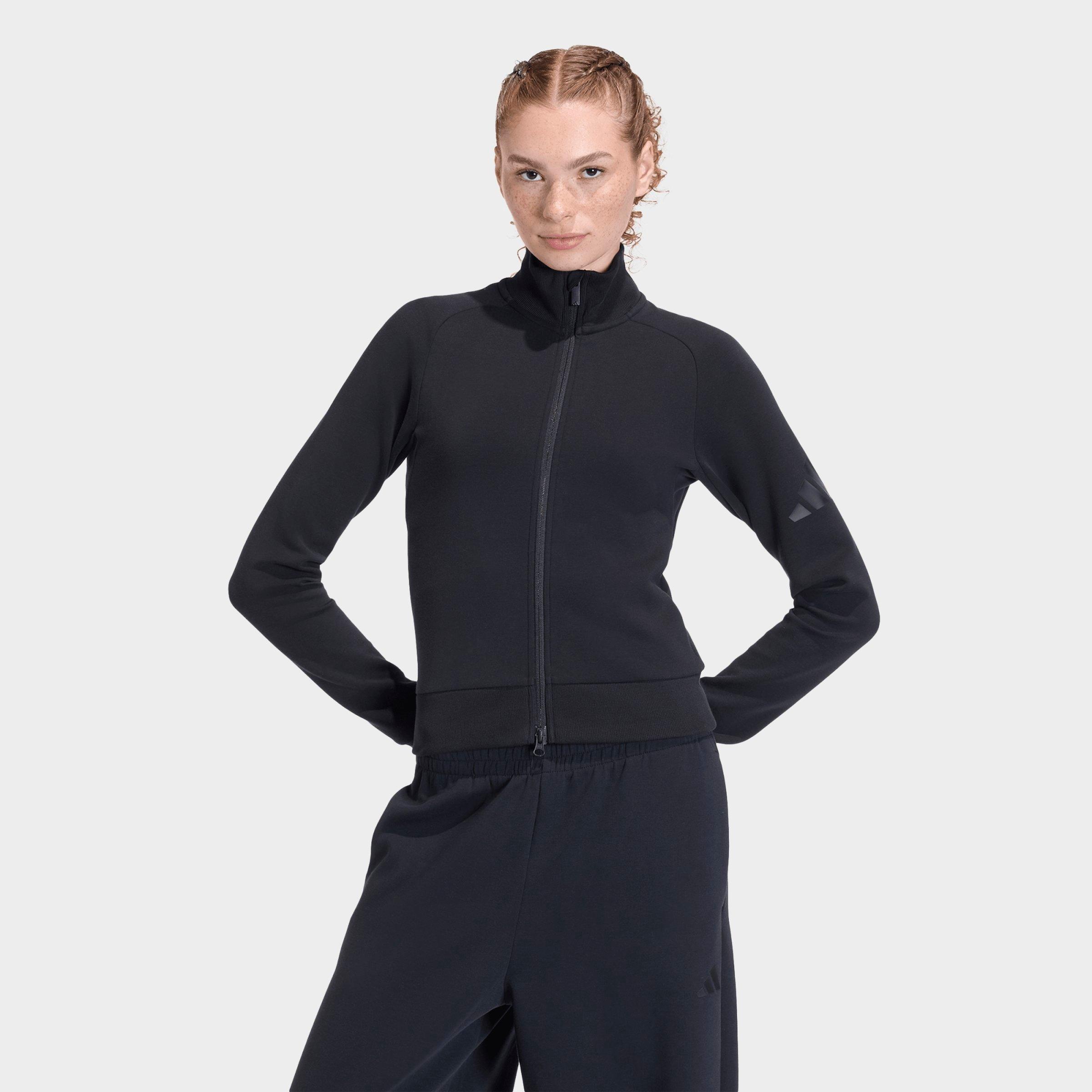 adidas Women's Sportswear Soft Lux Slim Full-Zip Track Top in Black Size: Medium