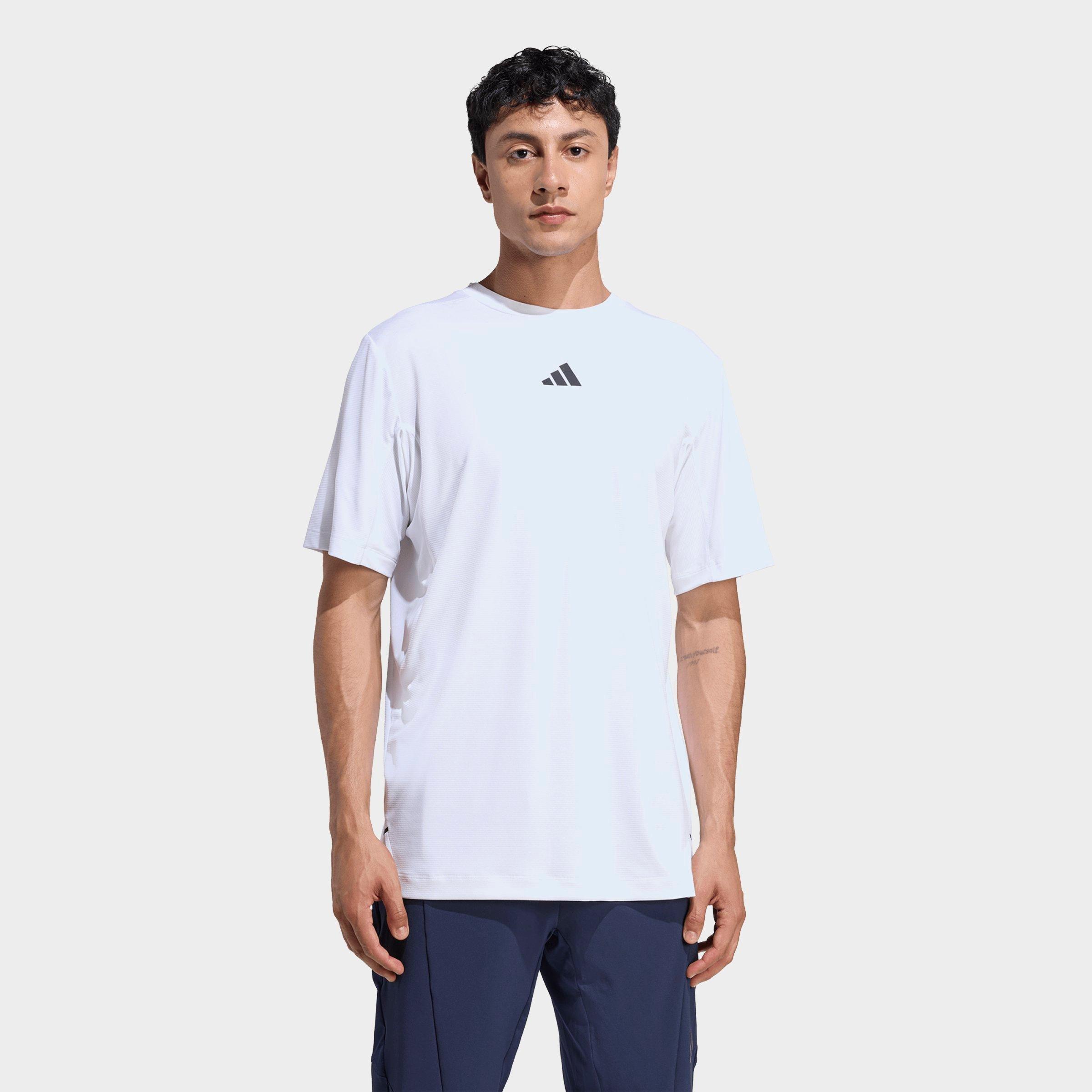 adidas Men's D4T Power 3-Stripes T-Shirt in White Size: Small