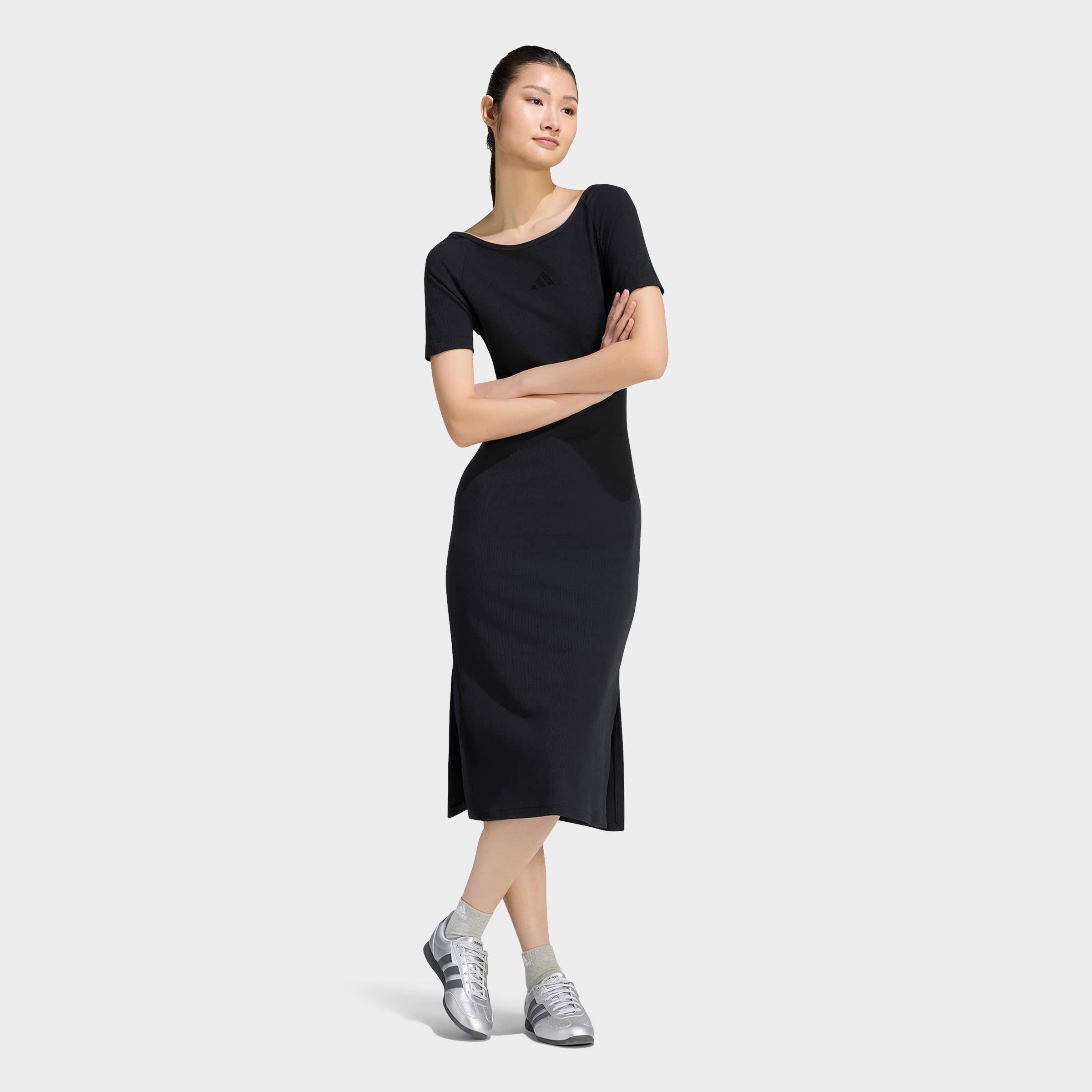 adidas Women's Sportswear Kit Small Logo Rib Dress in Black Size: Medium
