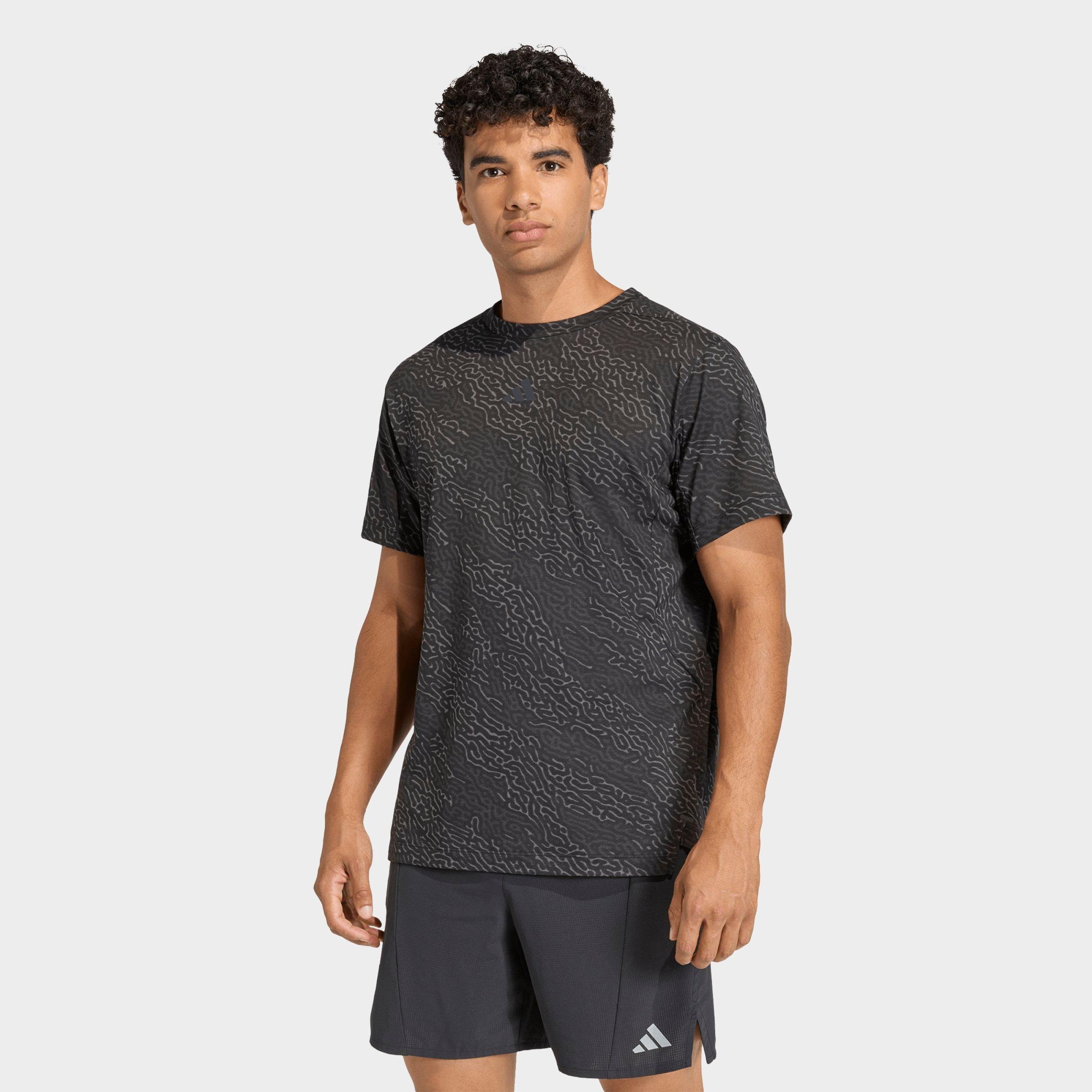 adidas Men's D4T Primelift Allover Print T-Shirt in Black/Grey Size: 2XL