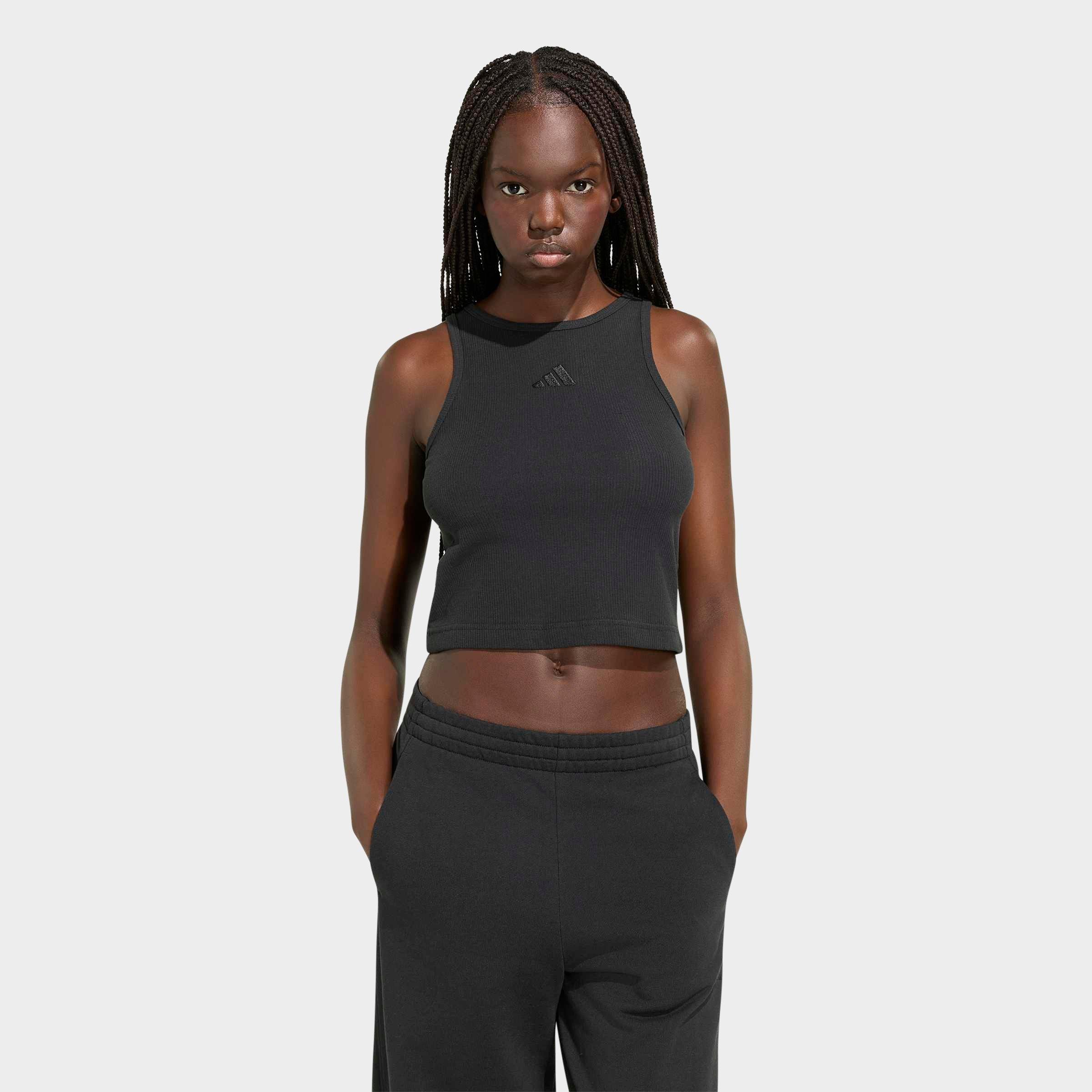 adidas Women's Sportswear Kit Small Logo Rib Tank Top in Black Size: XS
