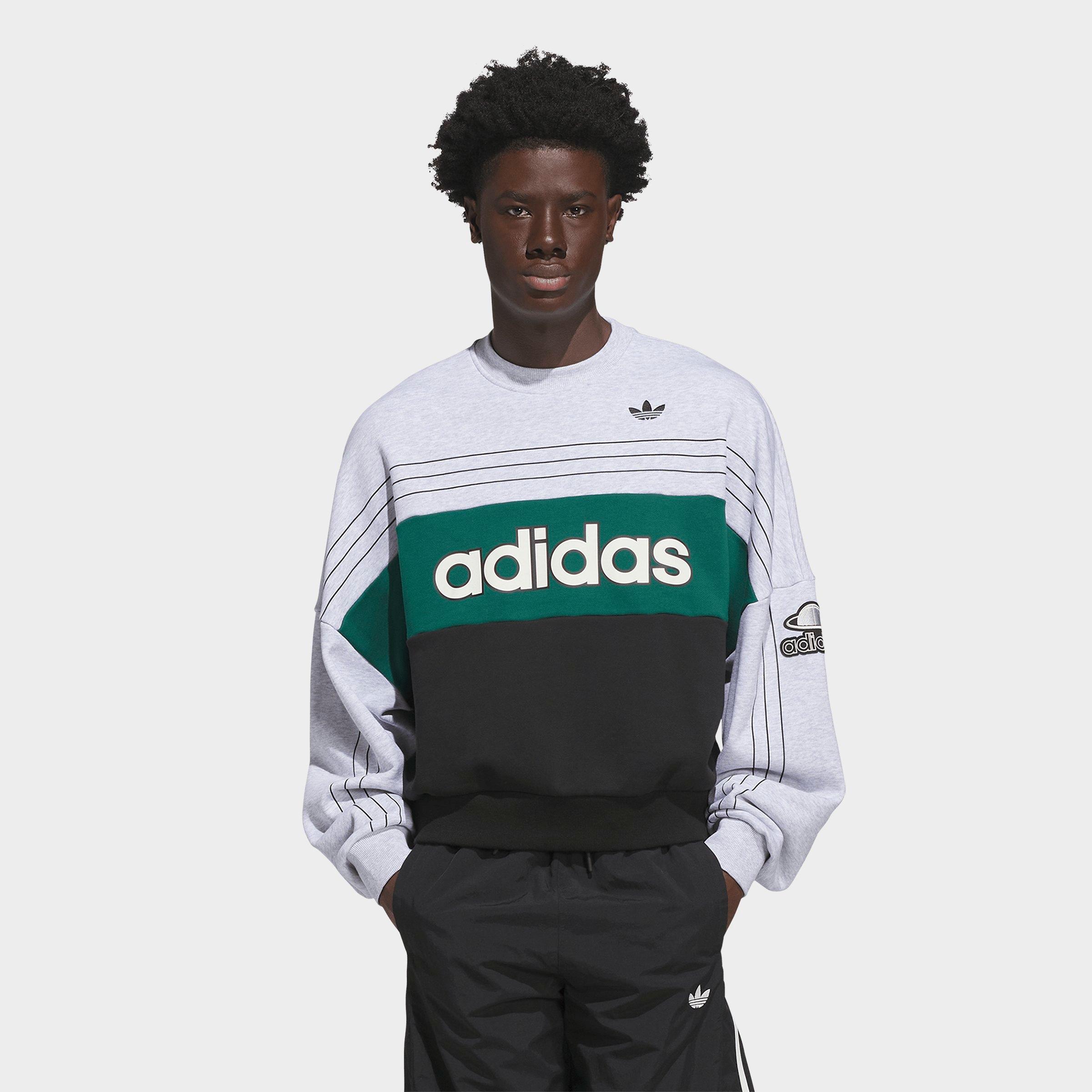 adidas Men's Originals Varsity Crewneck Sweatshirt in Light Grey Heather Size: Large
