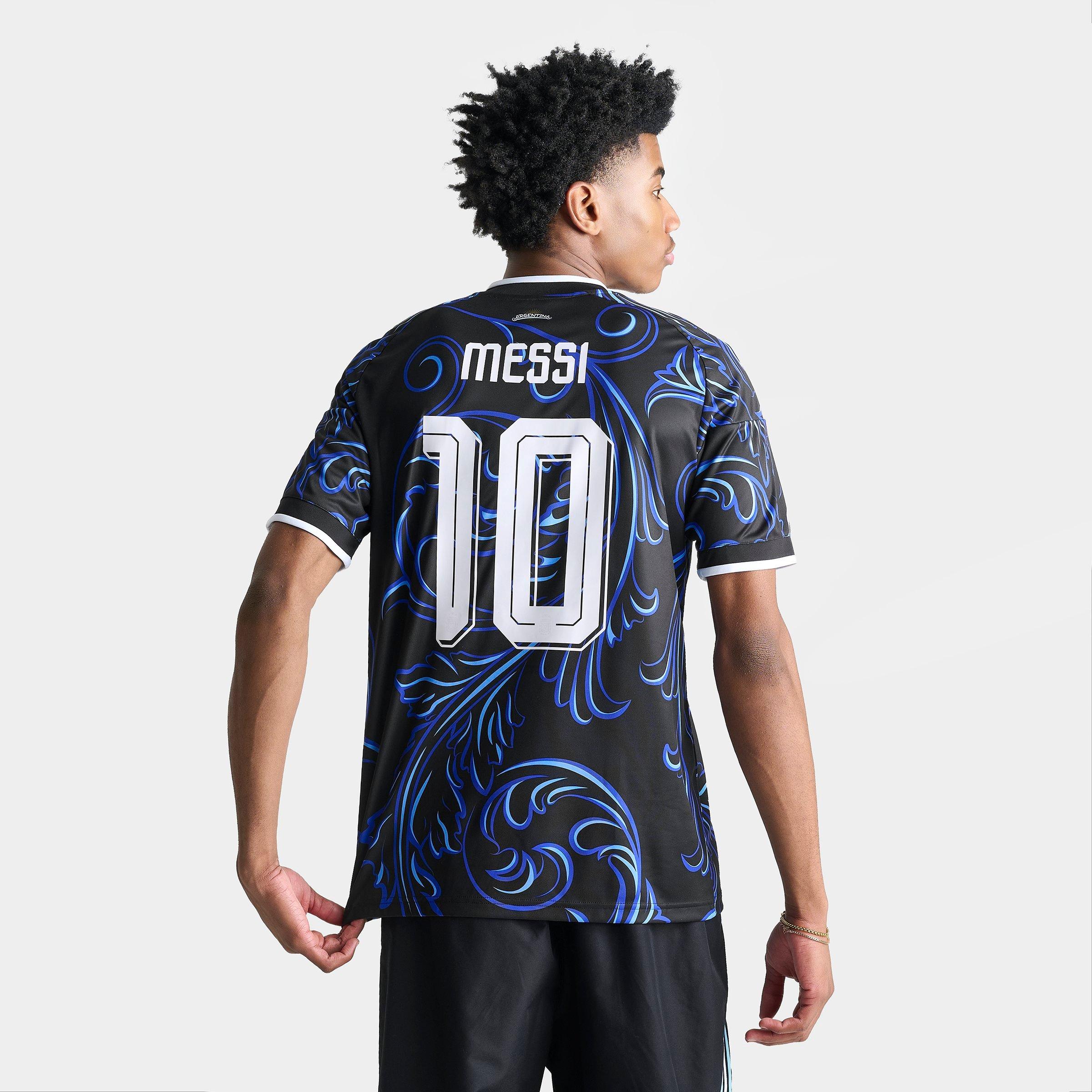 adidas Men's Argentina Lionel Messi 2026 Away Replica Soccer Jersey in Black/Lucid Blue/Blue Burst Size: XS