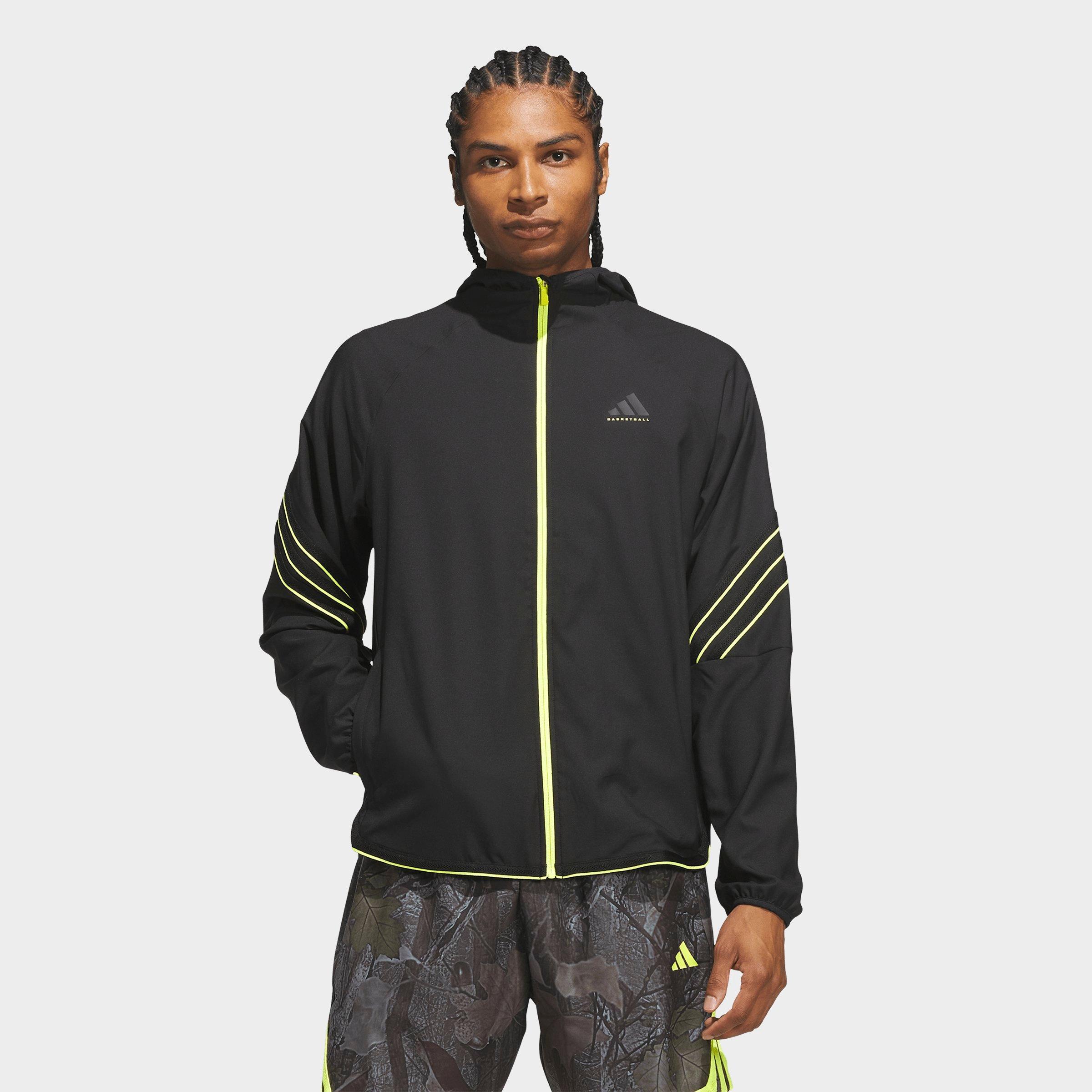 adidas Men's Crazy Lite Full-Zip Basketball Jacket in Black/Solar Lemon Size: Small