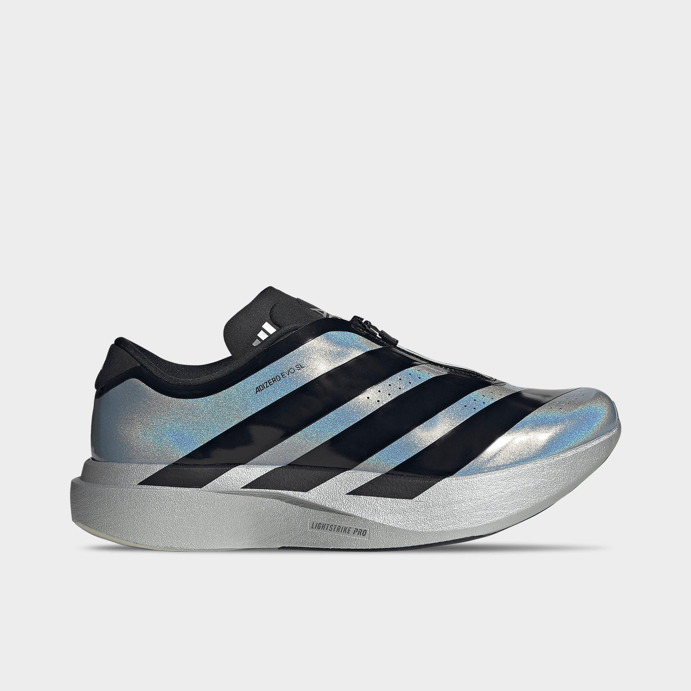adidas Men's Adizero EVO SL Zip Running Shoes in Silver Metallic/Core Black/Halo Silver Size: 9.0