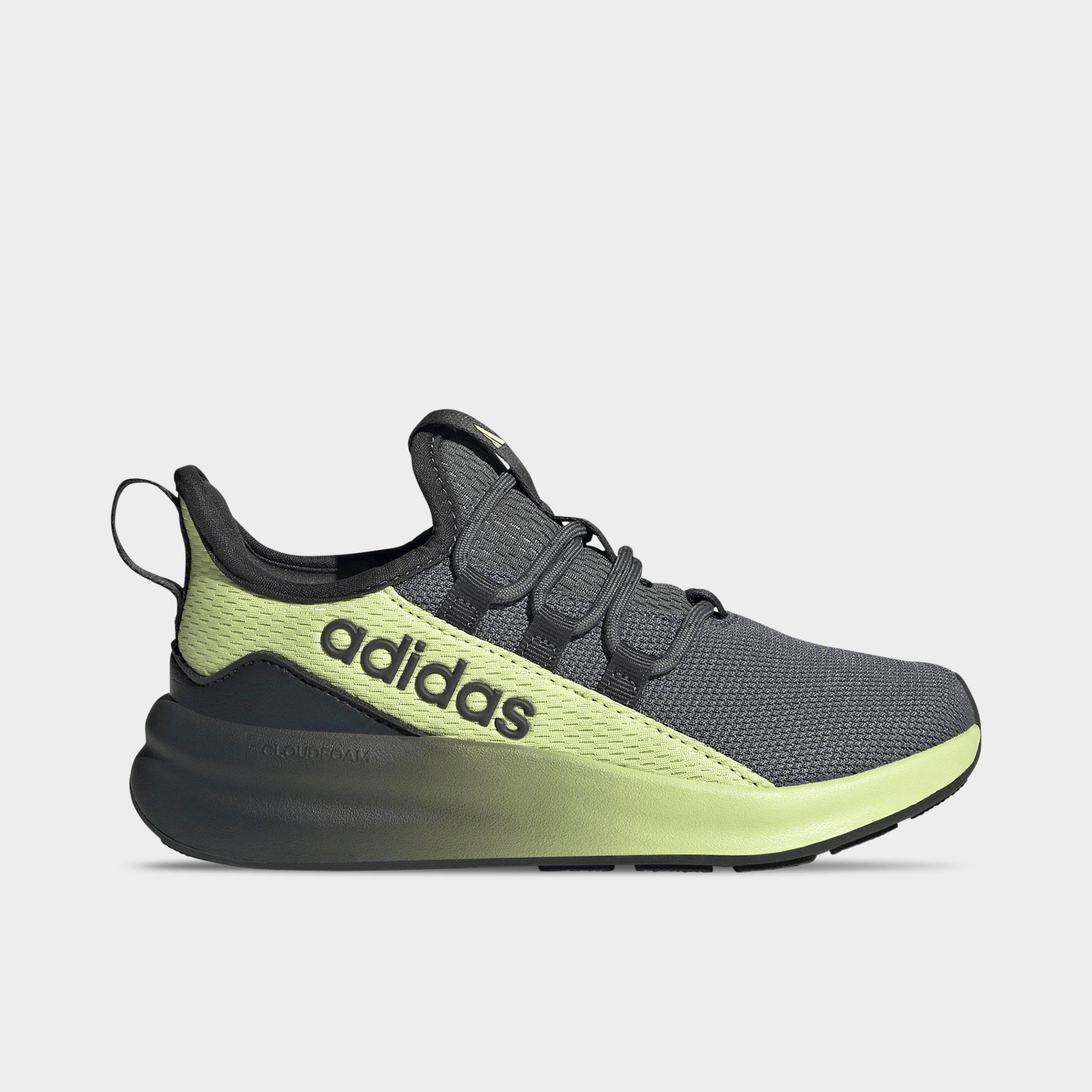 adidas Little Kids and Big Kids Lite Racer Adapt 8.0 Stretch Lace Casual Shoes in Carbon/Grey Five/Semi Frozen Lemon Size: 6.5