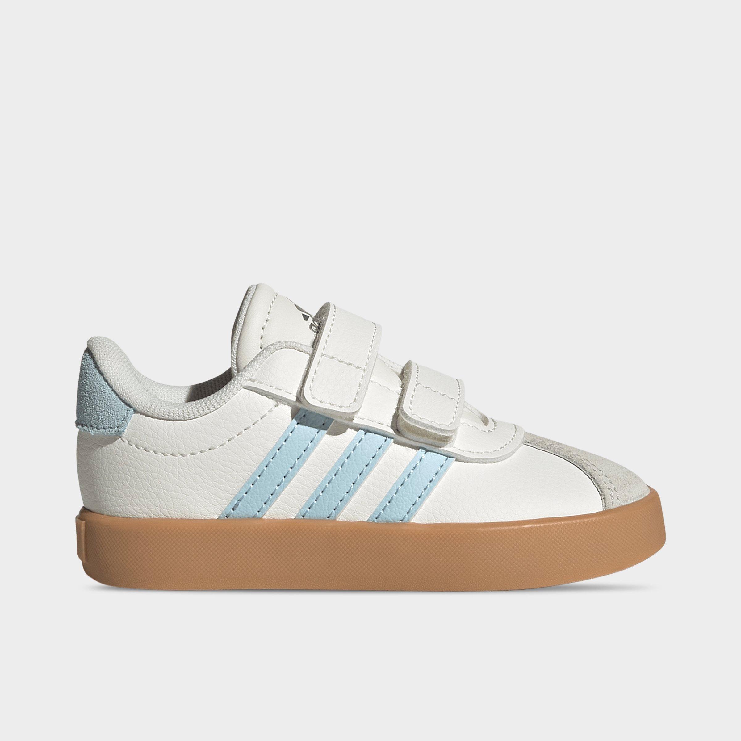 adidas Kids Toddler VL Court 3.0 Hook-And-Loop Casual Shoes in Core White/Ice Blue/Gum Size: 6.5