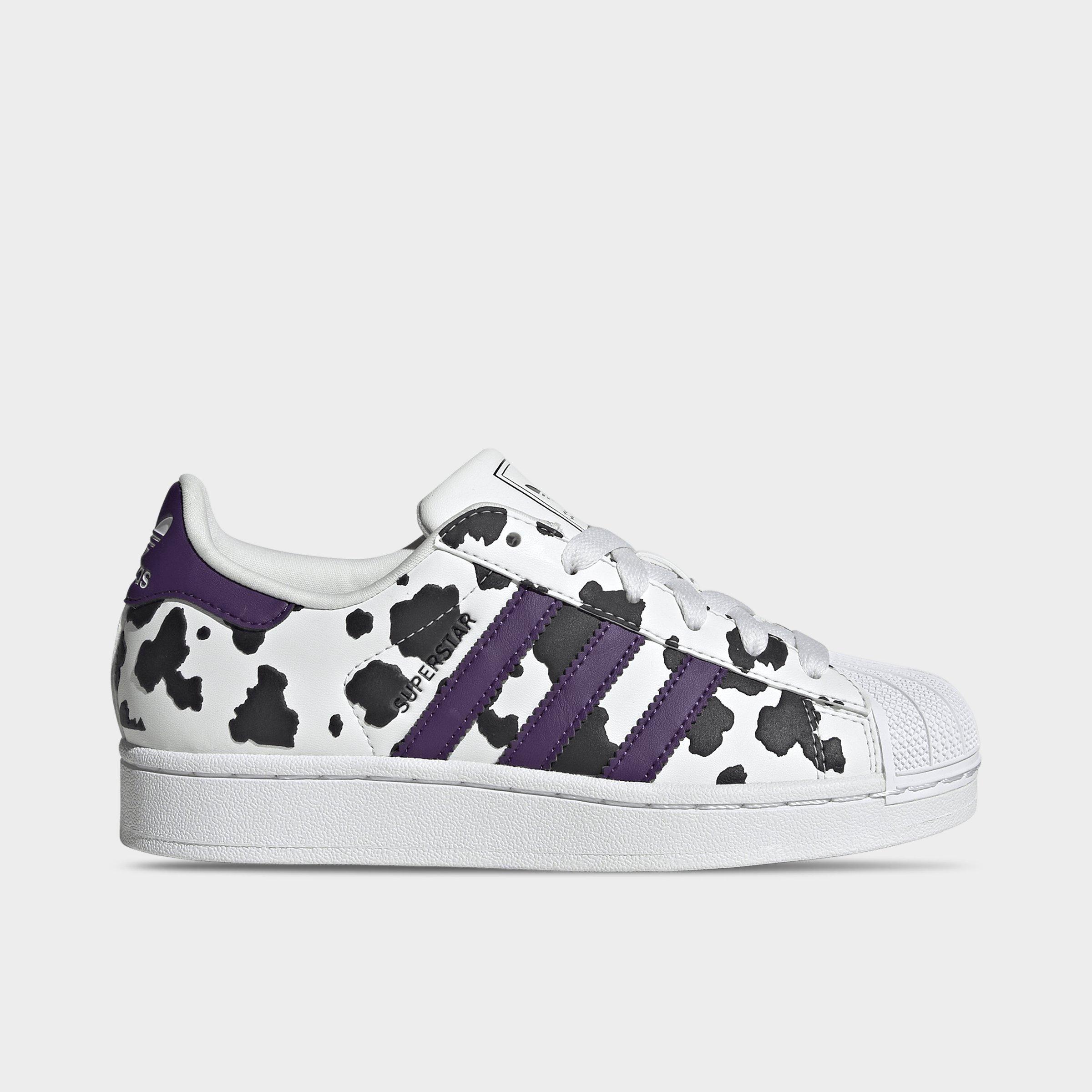 adidas Big Kids Originals Superstar II Casual Shoes in Crystal White/Violet/Cloud White Size: 4.5