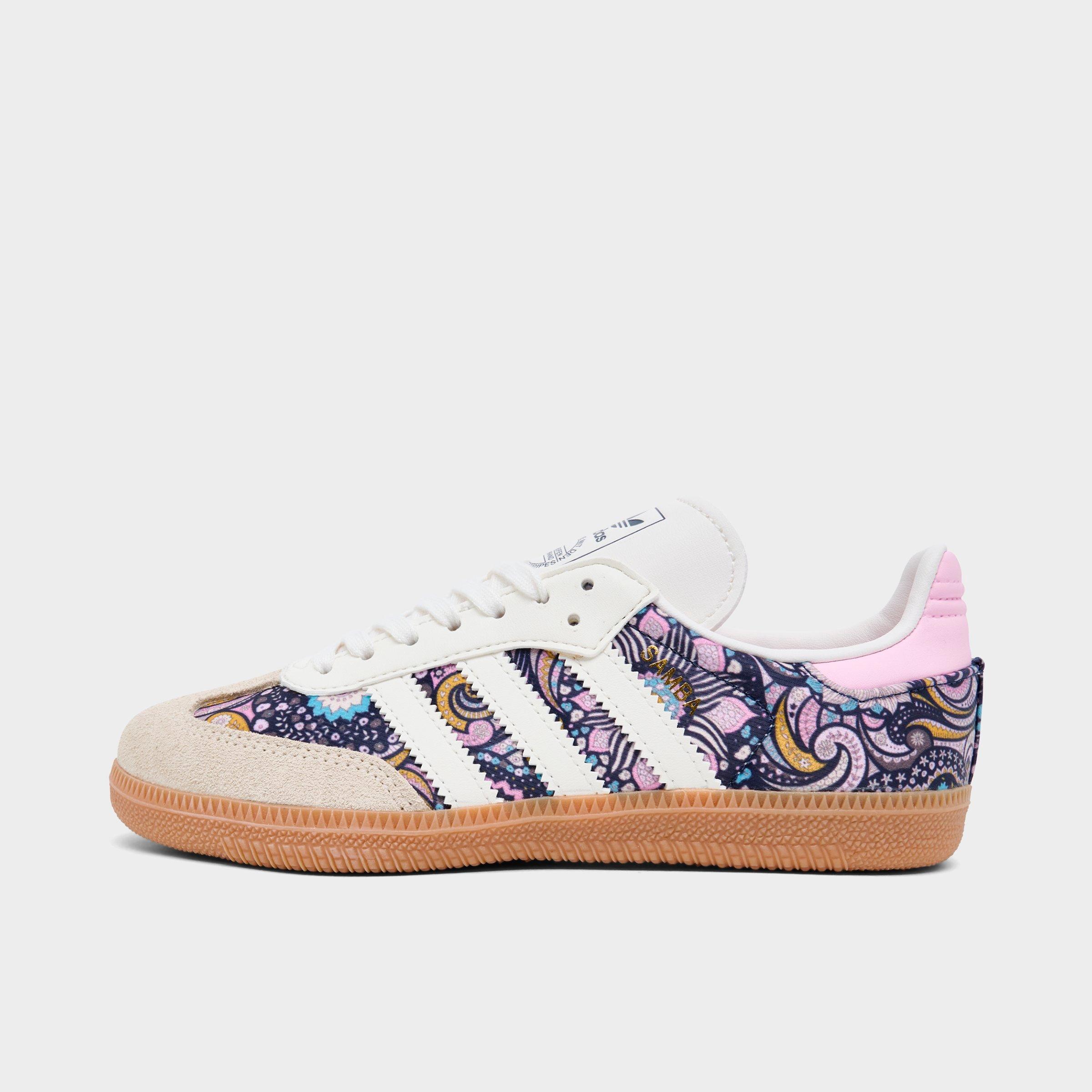adidas Girls' Little Kids Originals x Liberty London Samba OG Casual Shoes in Core White/Orchid Fusion/Gum Size: 10.5