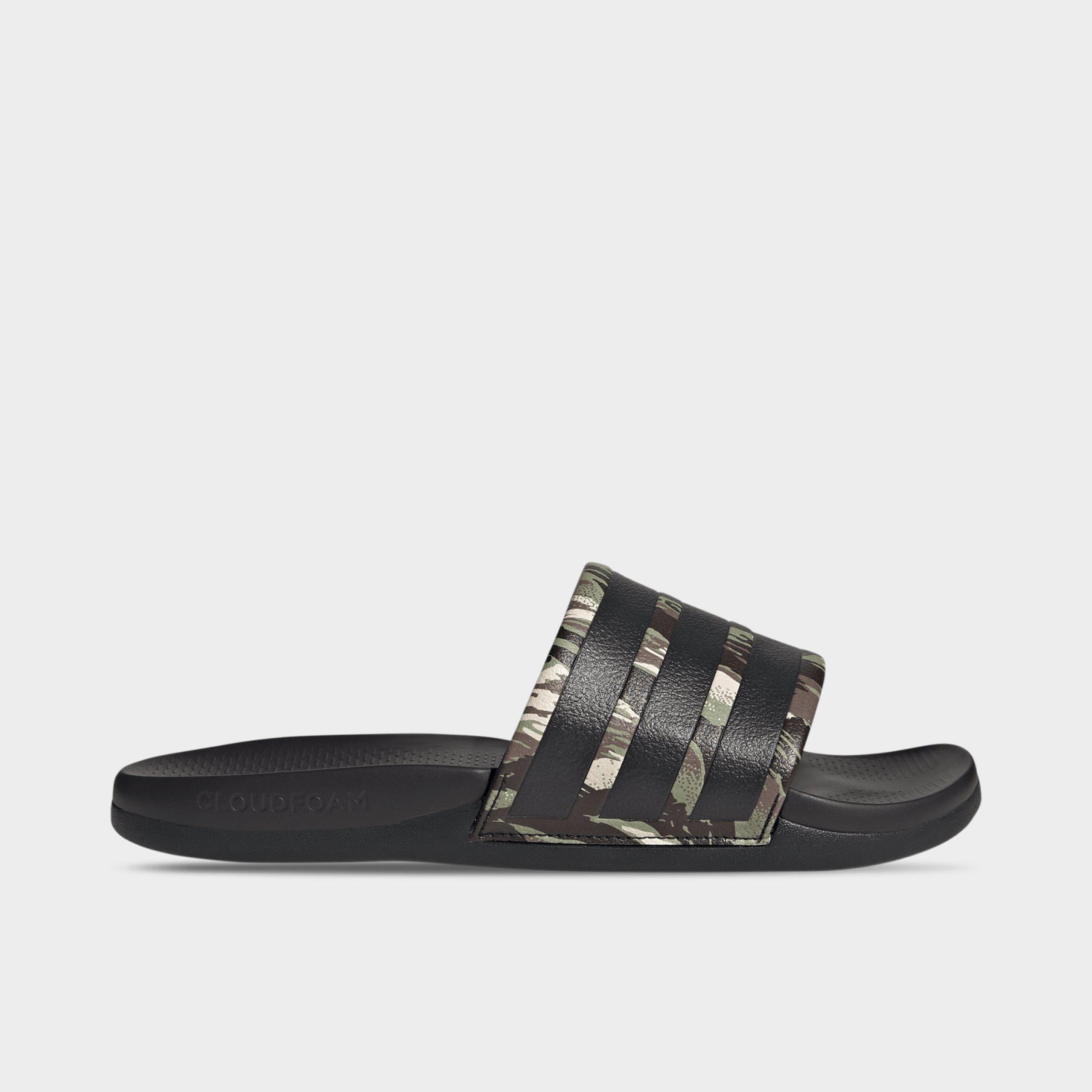adidas Women's Adilette Comfort 2.0 Slide Sandals in Core Black/Core Black/Aurora Coffee Size: 12.0