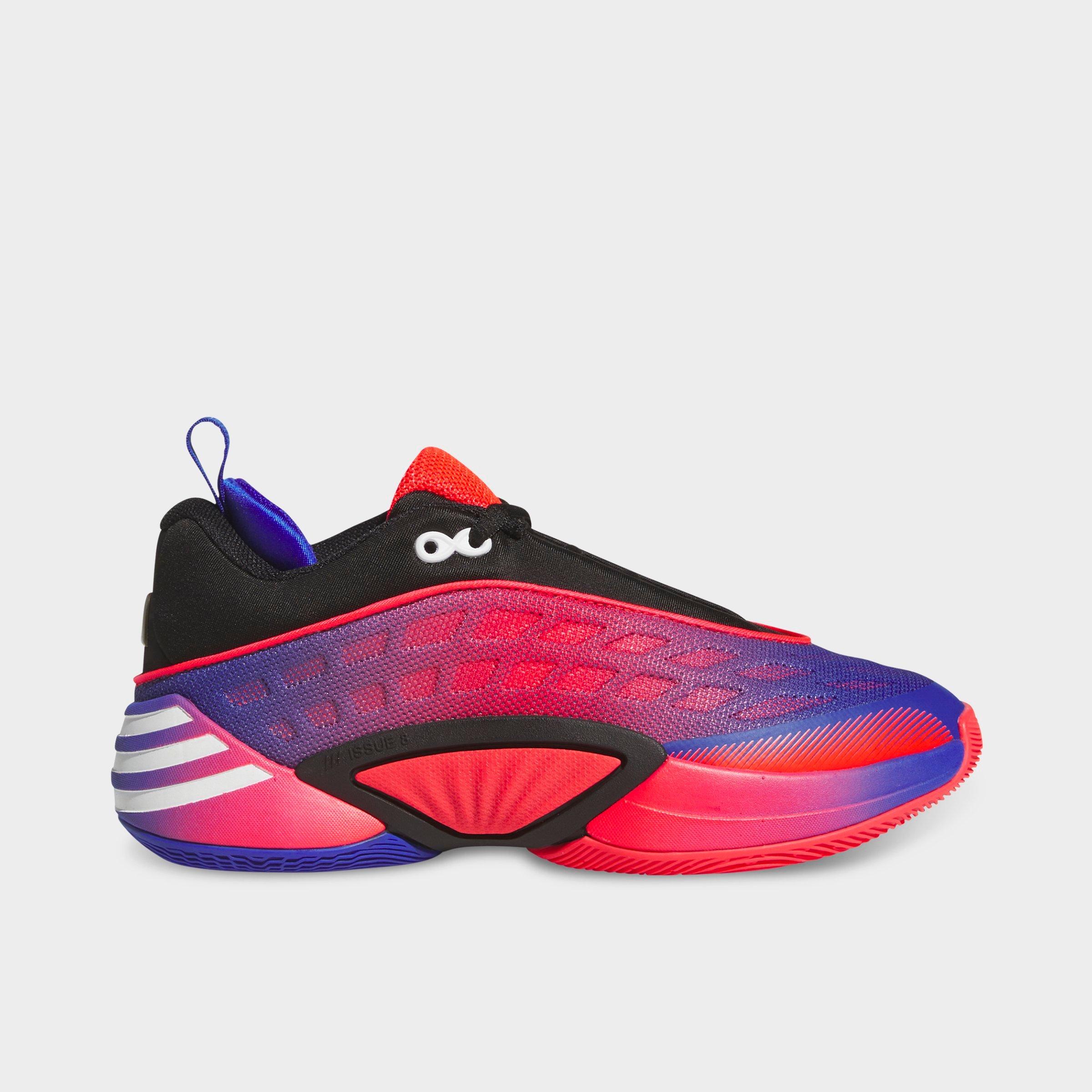 adidas Big Kids D. O.N. Issue #8 Basketball Shoes in Core Black/Lucid Red/Lucid Blue Size: 4.0