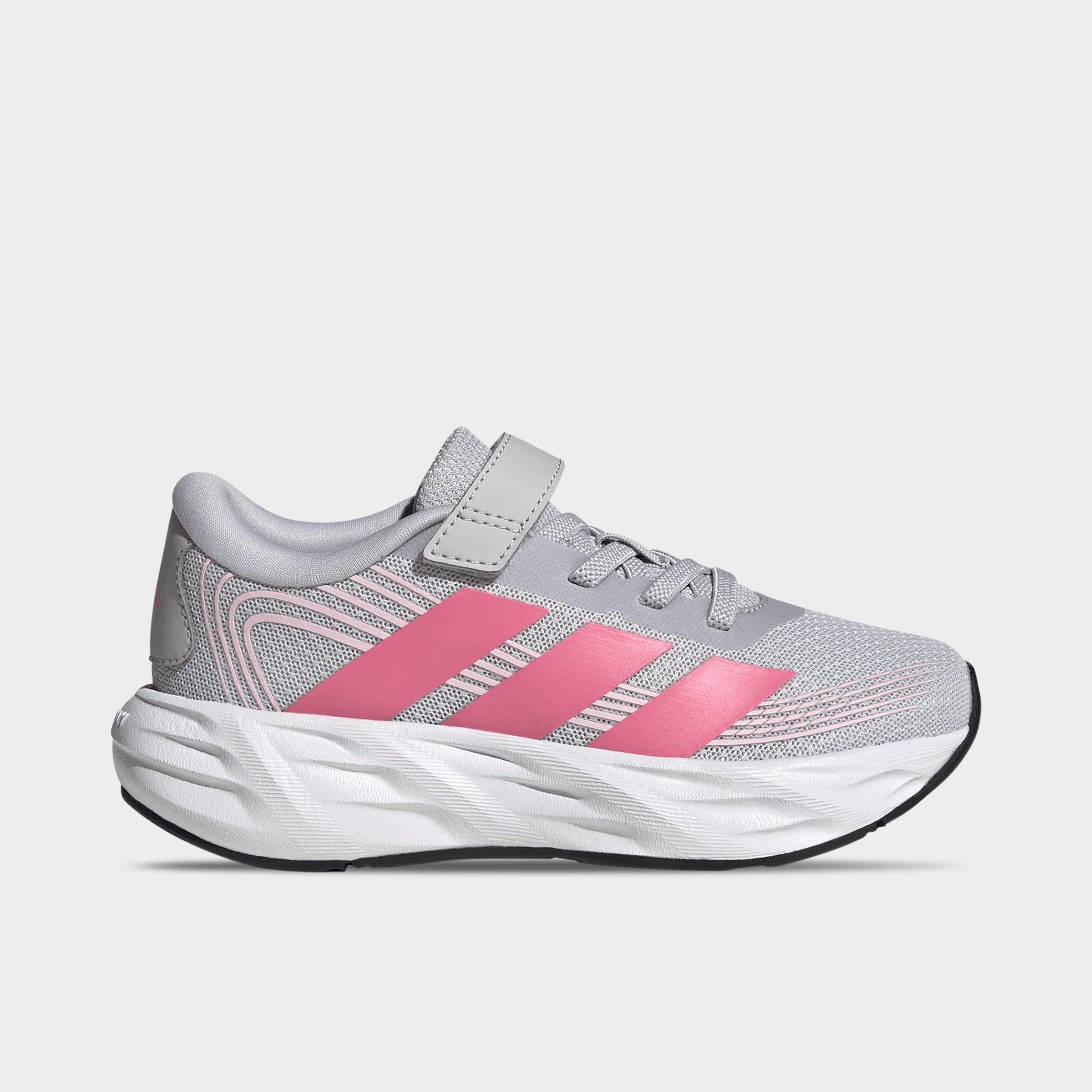 adidas Little Kids Galaxy 8 Hook-And-Loop Stretch Lace Running Shoes in Light Grey Heather/Pink Fusion/Clear Pink Size: 12.0