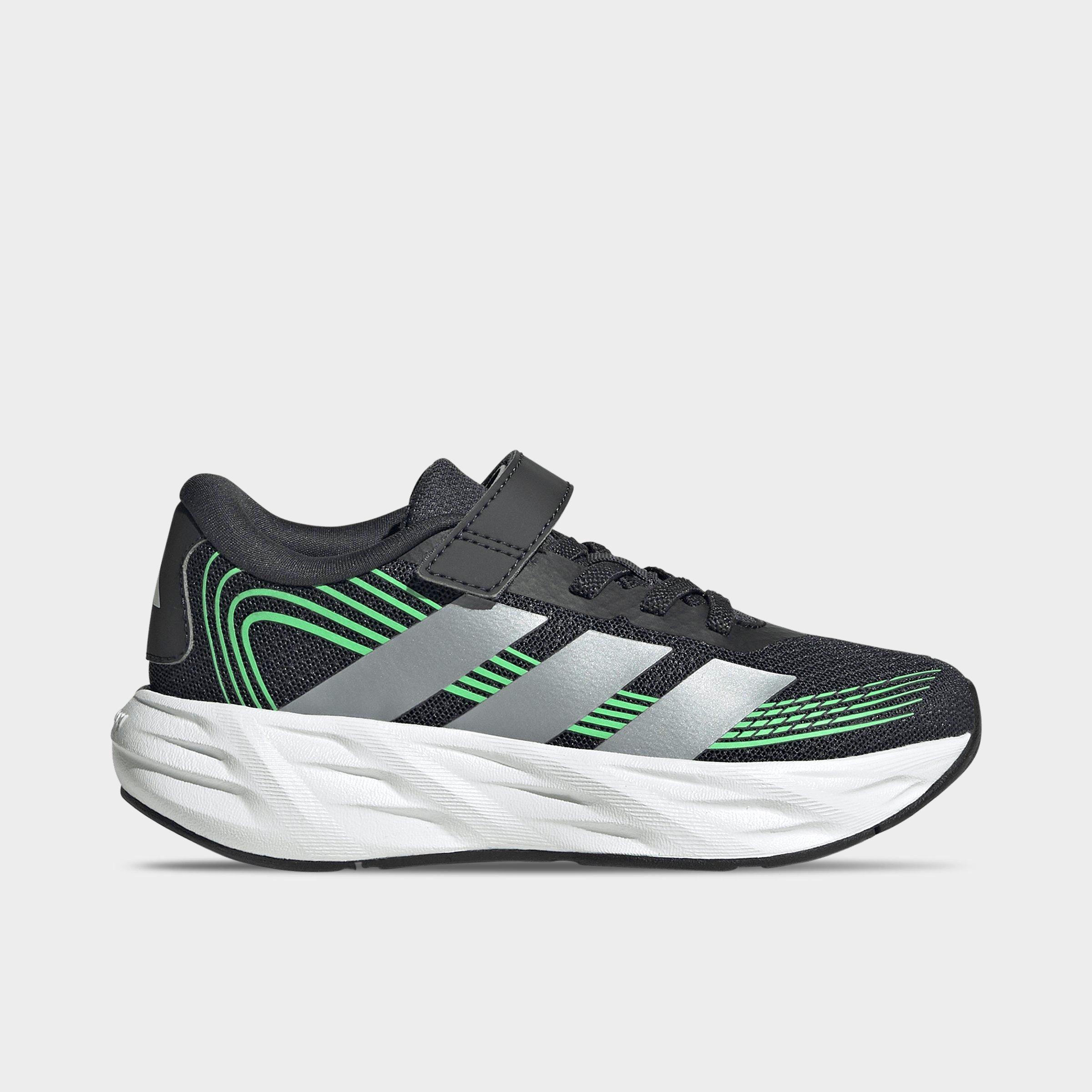 adidas Little Kids Galaxy 8 Hook-And-Loop Stretch Lace Running Shoes in Night Grey/Tech Grey Metallic/Screaming Green Size: 13.5