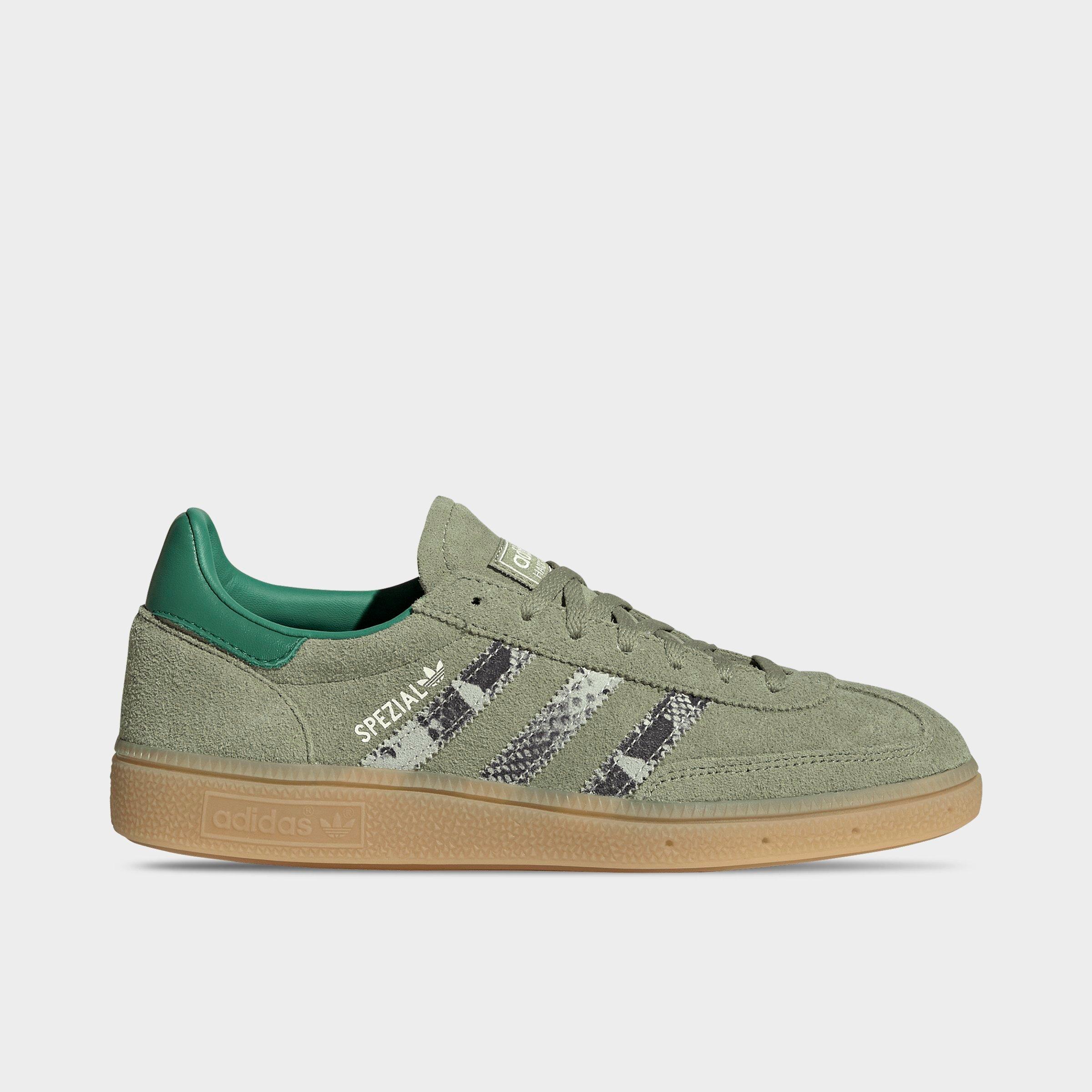 adidas Women's Originals Handball Spezial Casual Shoes in Tent Green/Linen Green/Blanch Green Size: 10.5