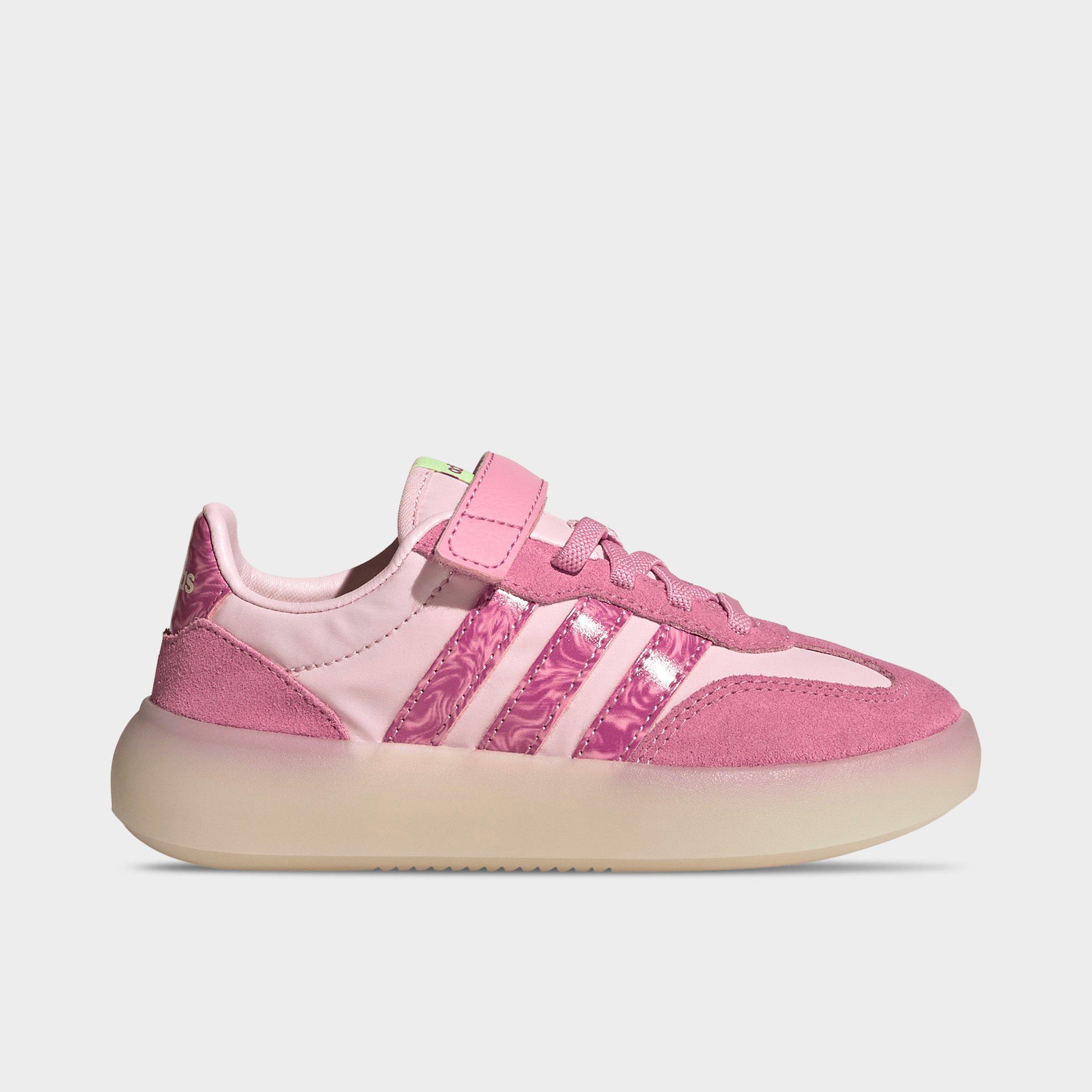 adidas Little Kids Barreda Decode Stretch Lace Casual Shoes in Clear Pink/St Tropic Bloom/Hi-Res Yellow Size: 12.0