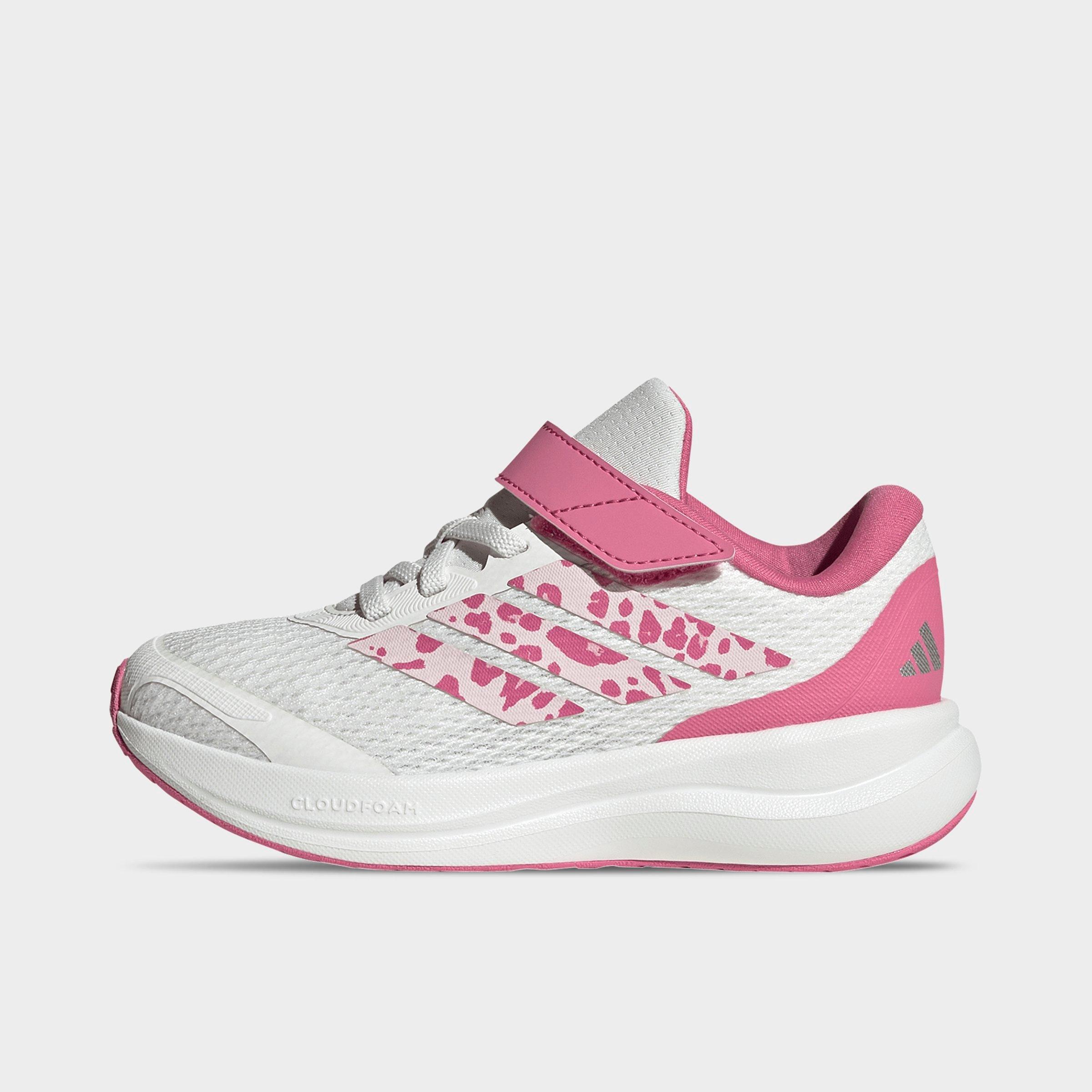 adidas Little Kids Runfalcon 6 Hook-And-Loop Stretch Lace Casual Shoes in Core White/Distilled Pink/Pink Fusion Size: 13.0