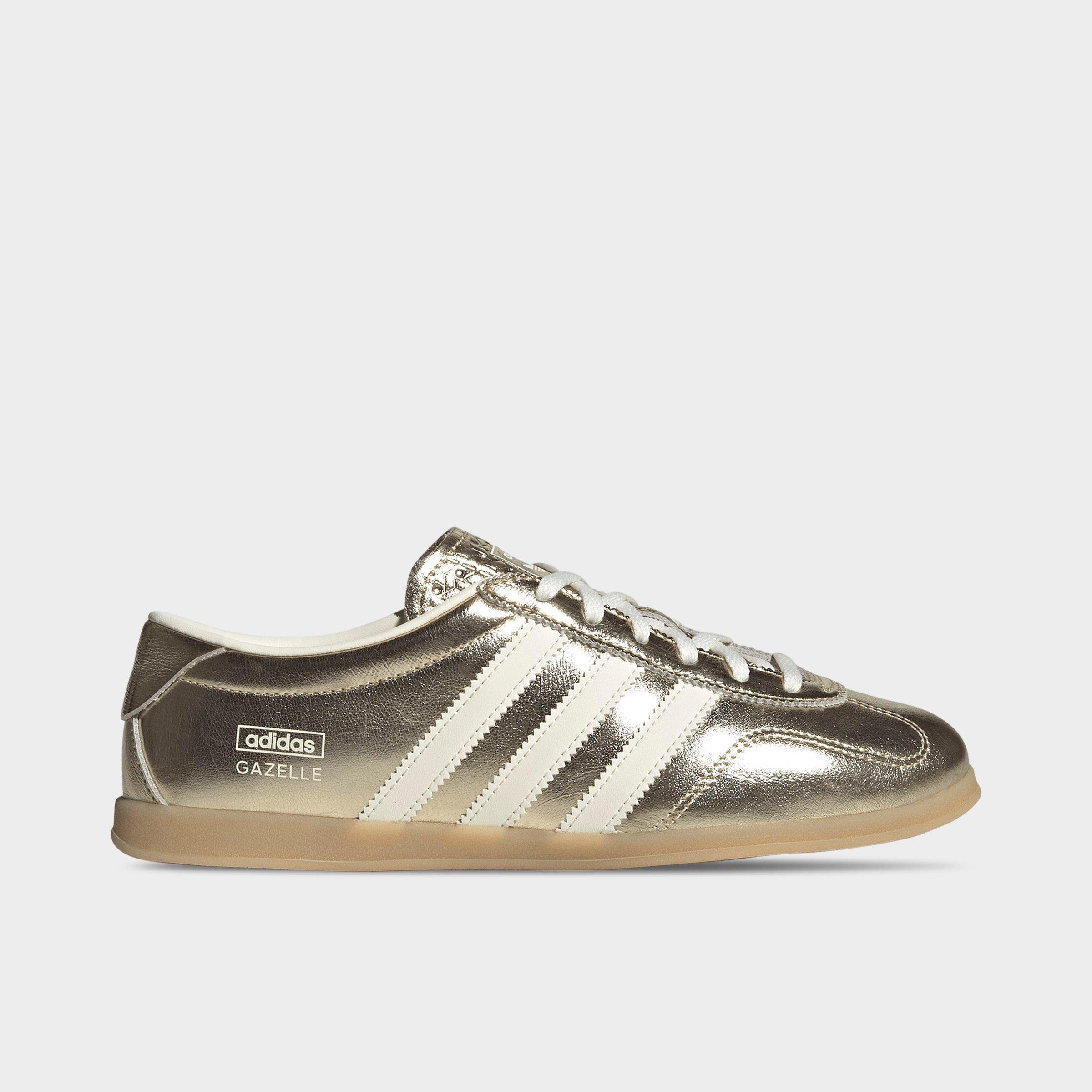 adidas Women's Originals Gazelle Lo Pro Metallic Leather Casual Shoes in Gold Metallic/Off White/Gum Size: 6.0