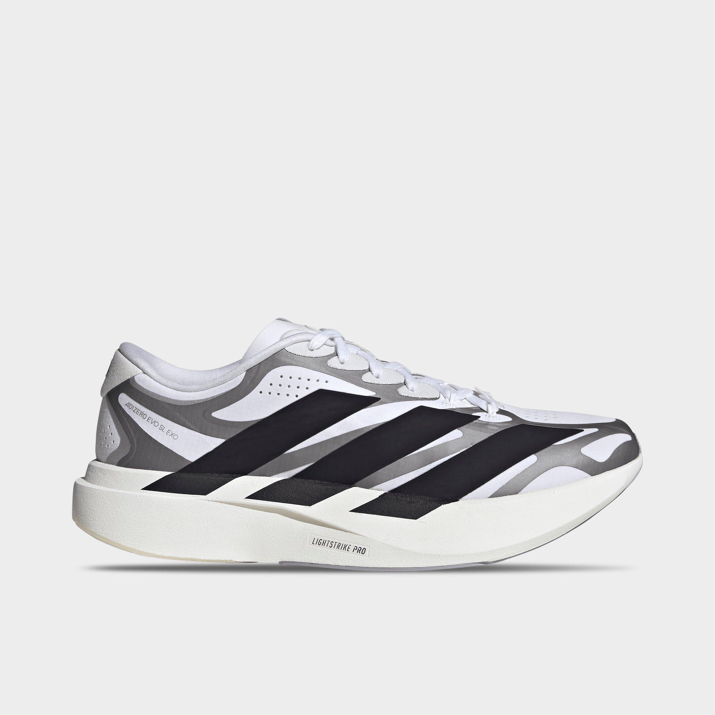 adidas Men's Adizero EVO SL EXO Running Shoes in Cloud White/Core Black/Iron Metallic Size: 9.5