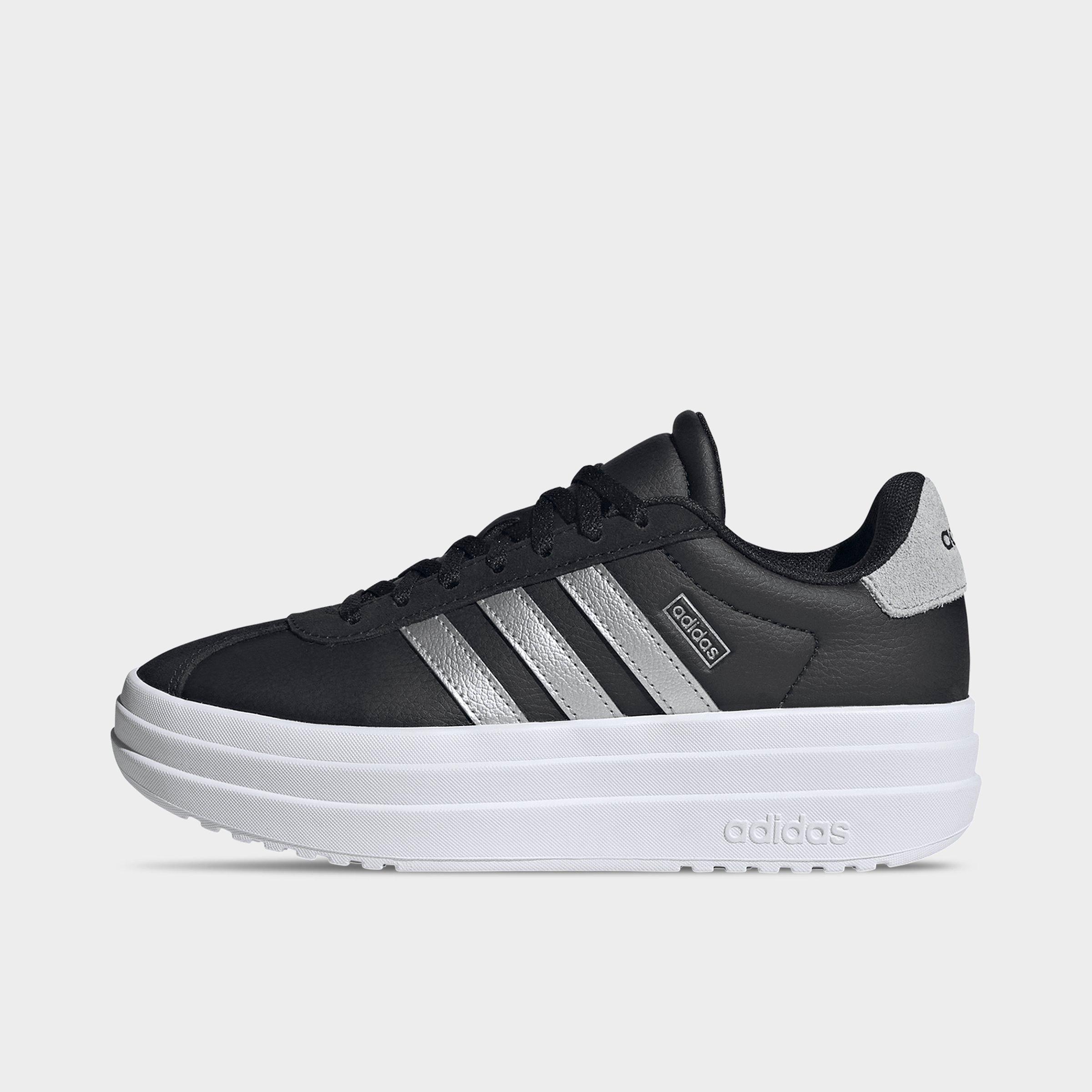 adidas Girls' Big Kids VL Court Bold Casual Shoes in Core Black/Silver Metallic/Cloud White Size: 7.0
