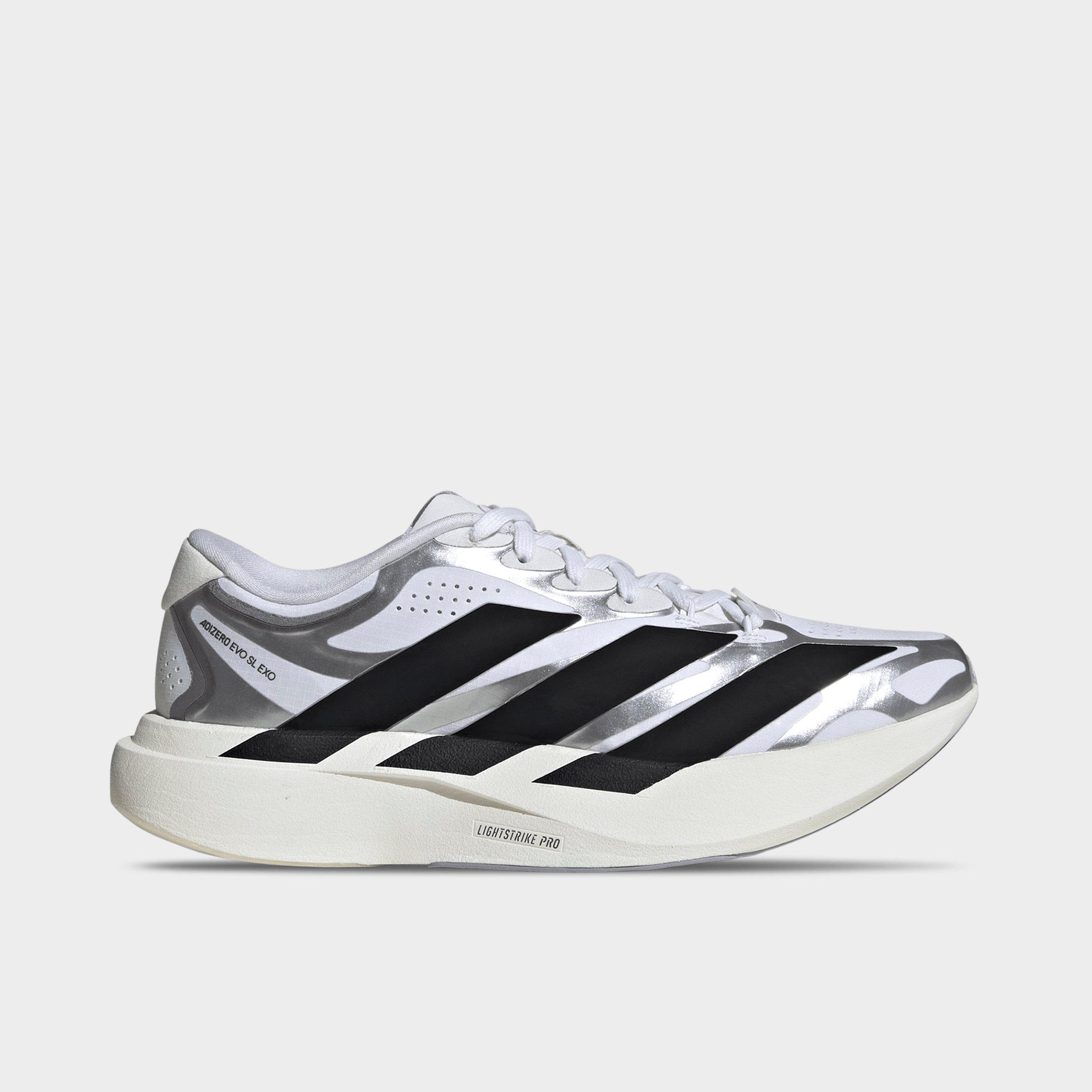 adidas Women's Adizero EVO SL Exo Running Shoes in Cloud White/Core Black/Iron Metallic Size: 9.0