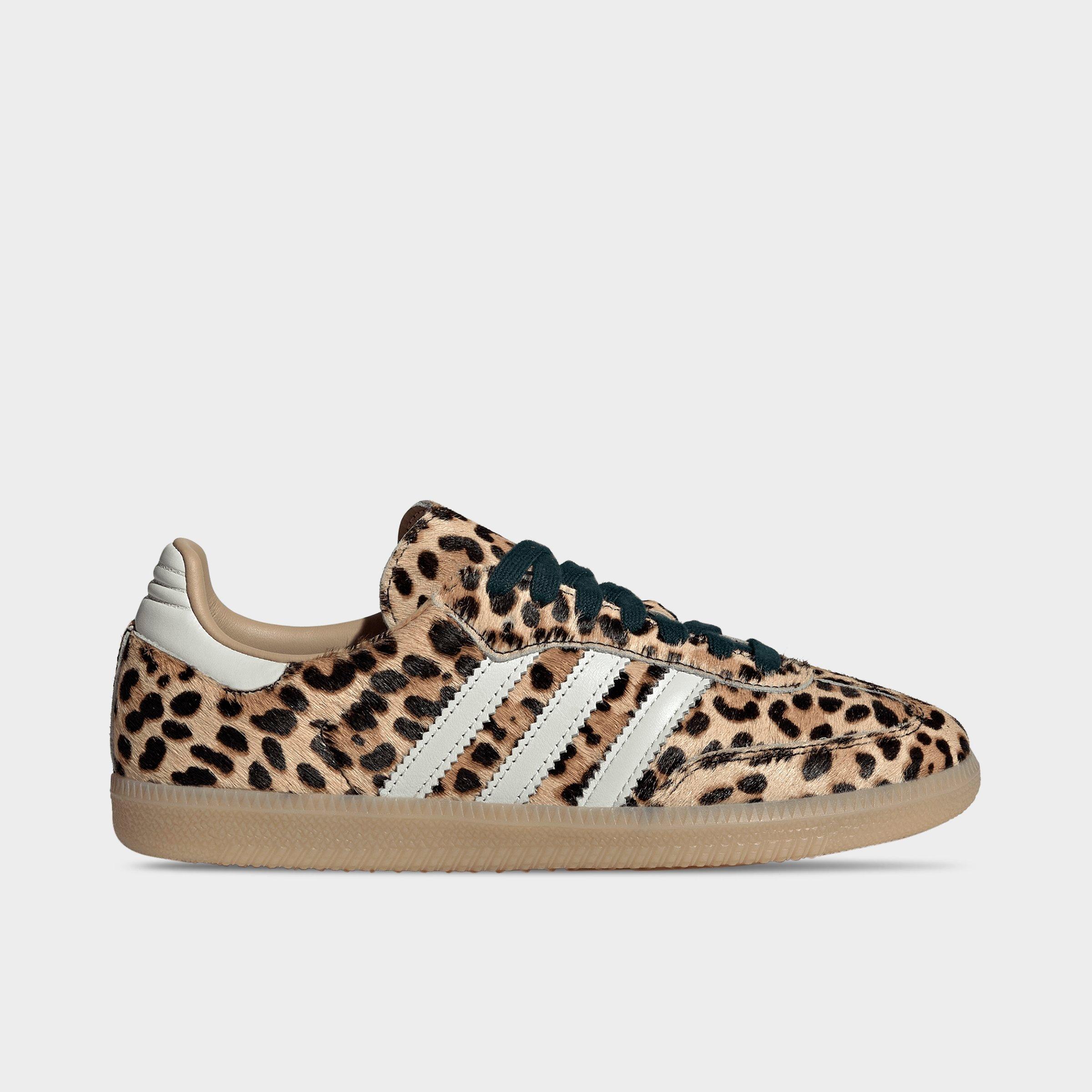 adidas Women's Originals Samba OG Cheetah Print Casual Shoes in Magic Beige/Ivory/Gum Size: 7.0