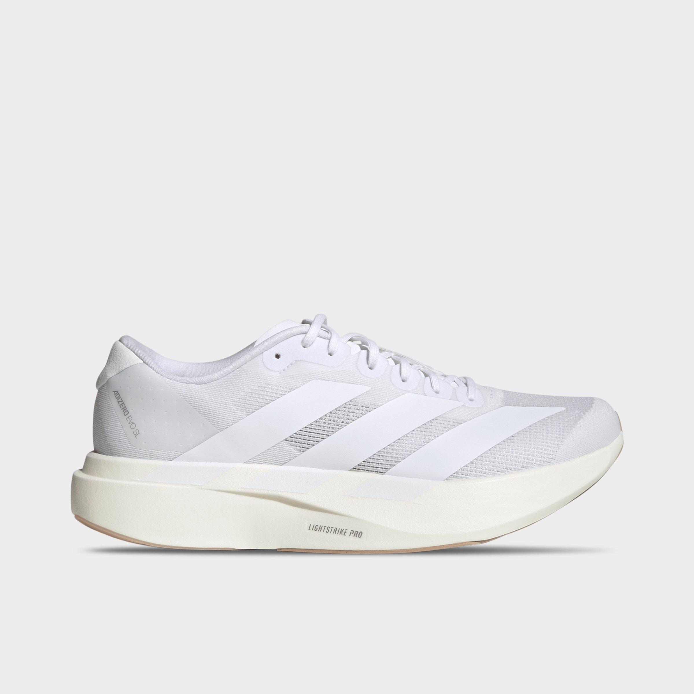 adidas Men's Adizero EVO SL Running Shoes in Cloud White/Cloud White/Warm Sandstone Size: 8.5