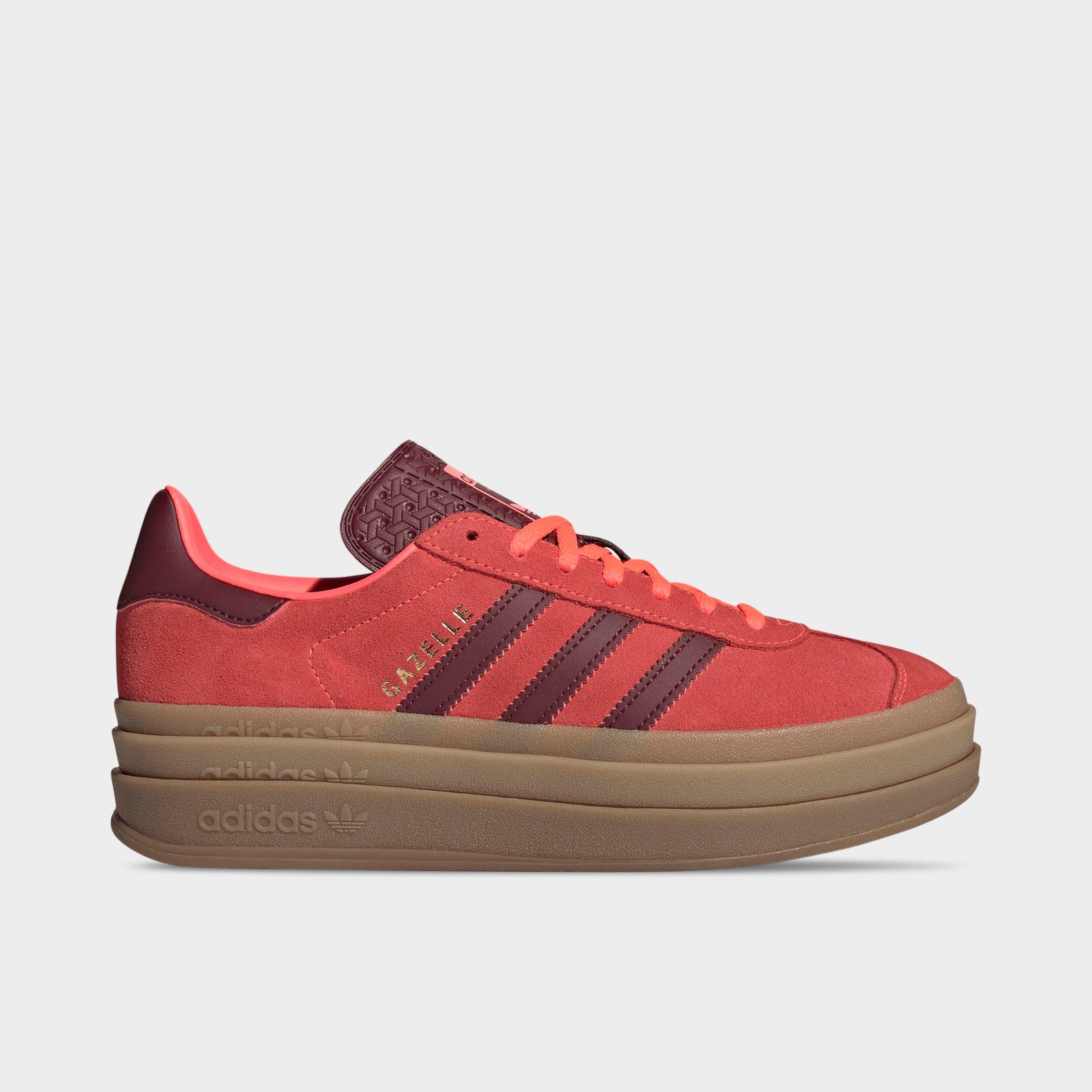 adidas Women's Originals Gazelle Bold Casual Shoes in Solar Turbo/Shadow Red/Gold Metallic Size: 8.5