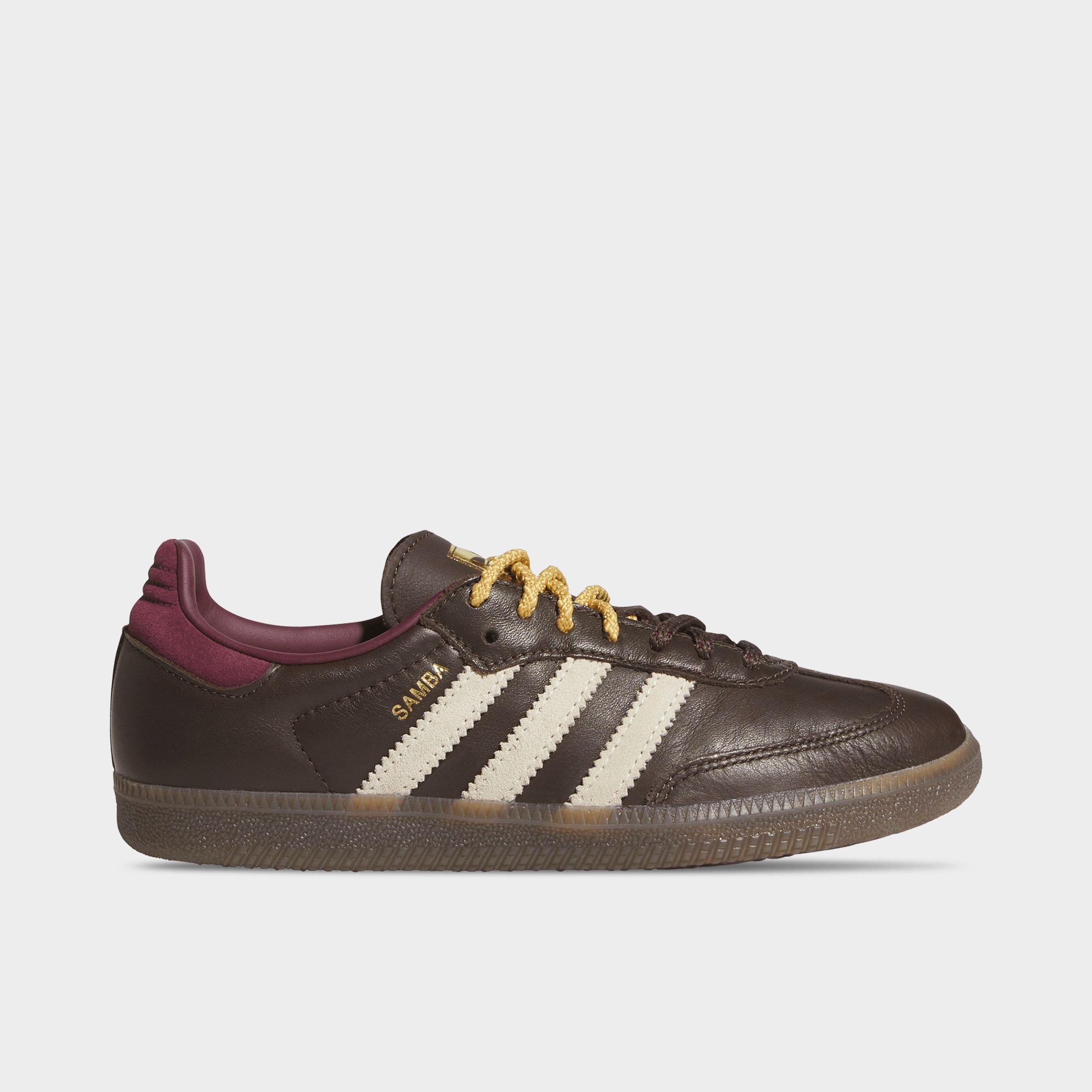 adidas Women's Originals Samba OG Leather Casual Shoes in Brown/Warm Vanilla/Maroon Size: 7.0