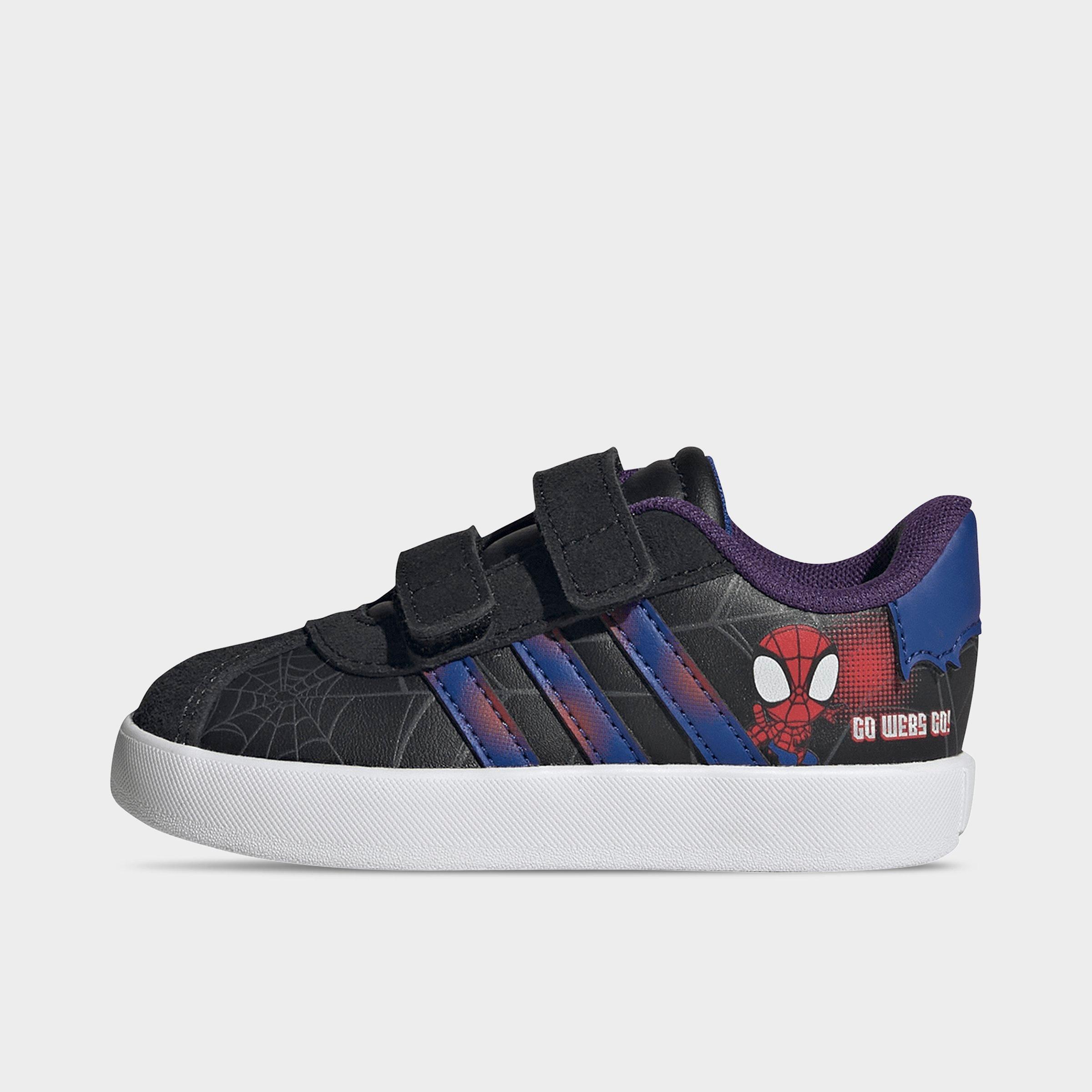 adidas Kids Toddler x Marvel Spider-Man VL Court 3.0 Hook-And-Loop Casual Shoes in Core Black/Royal Blue/Violet Size: 5.5