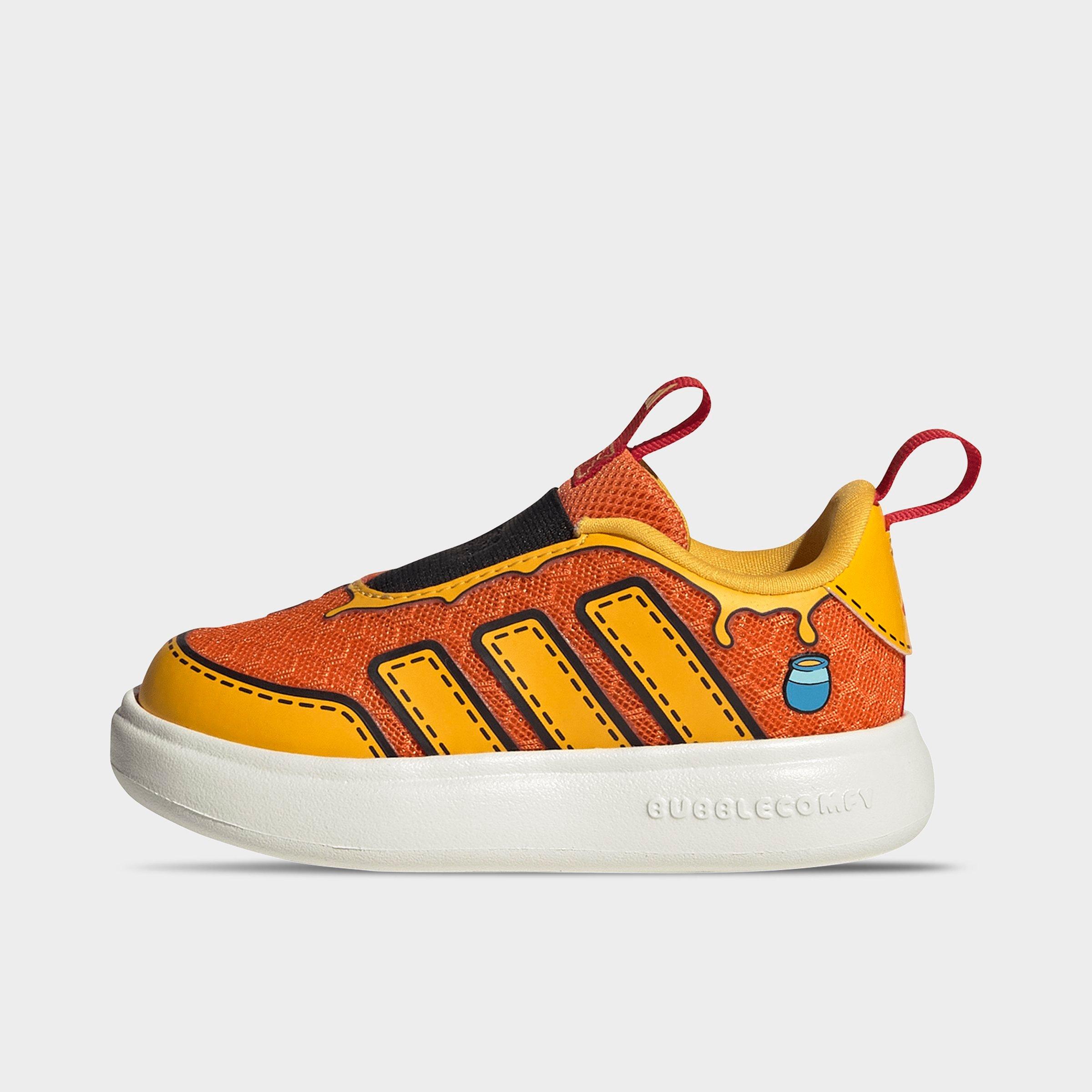 adidas Kids Toddler x Disney Winnie The Pooh Bubblecomic Laceless Casual Shoes in Orange/Crew Yellow/Off White Size: 6.5