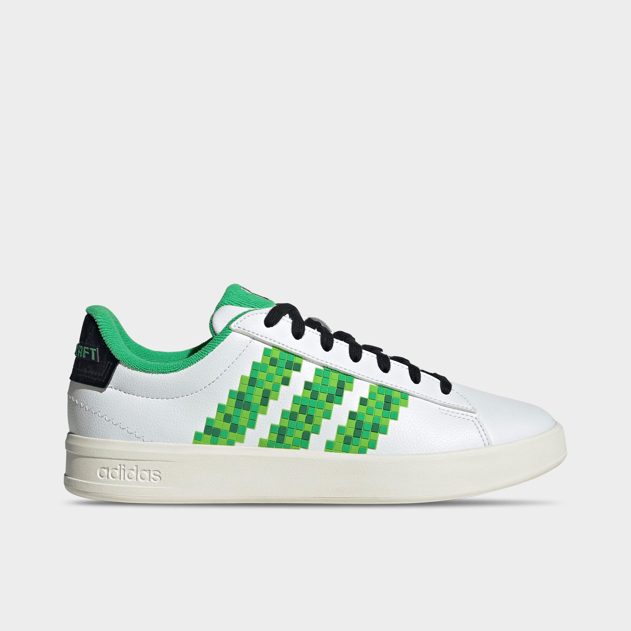 adidas Men's x Minecraft Grand Court 3.0 Casual Shoes in Cloud White/Core Black/Green Size: 10.5