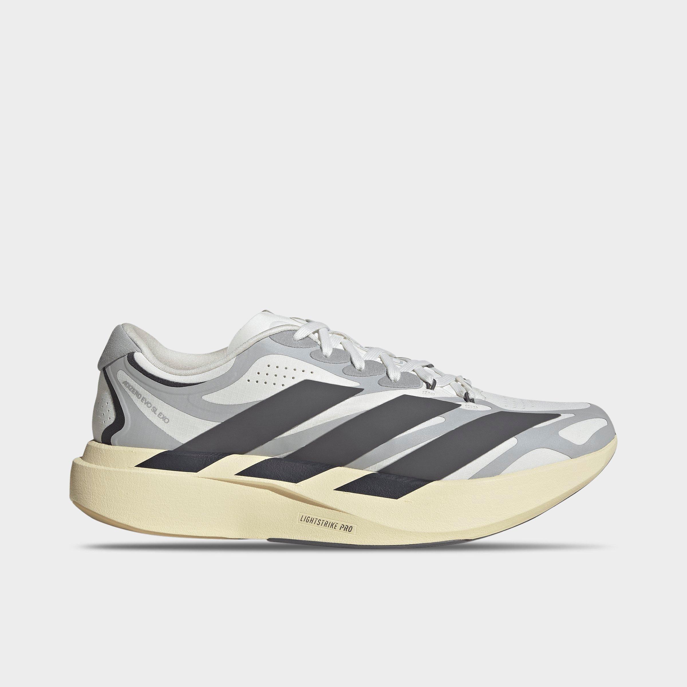 adidas Men's Adizero EVO SL EXO Running Shoes in Core White/Utility Black/Grey Size: 8.5