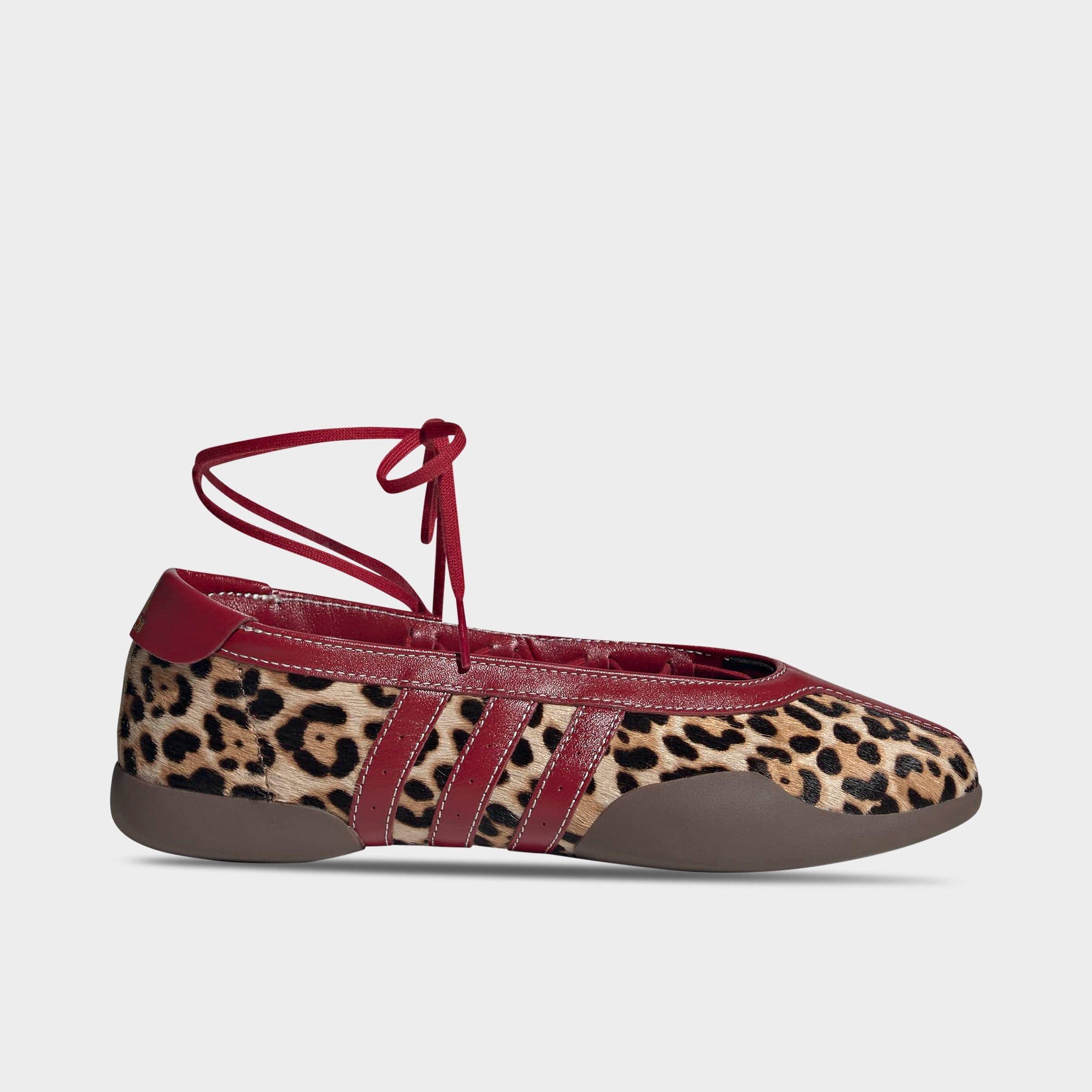 adidas Women's Originals Taekwondo Mei Ballet Leopard Print Casual Shoes in White/Off White/Team Victory Red Size: 7.0
