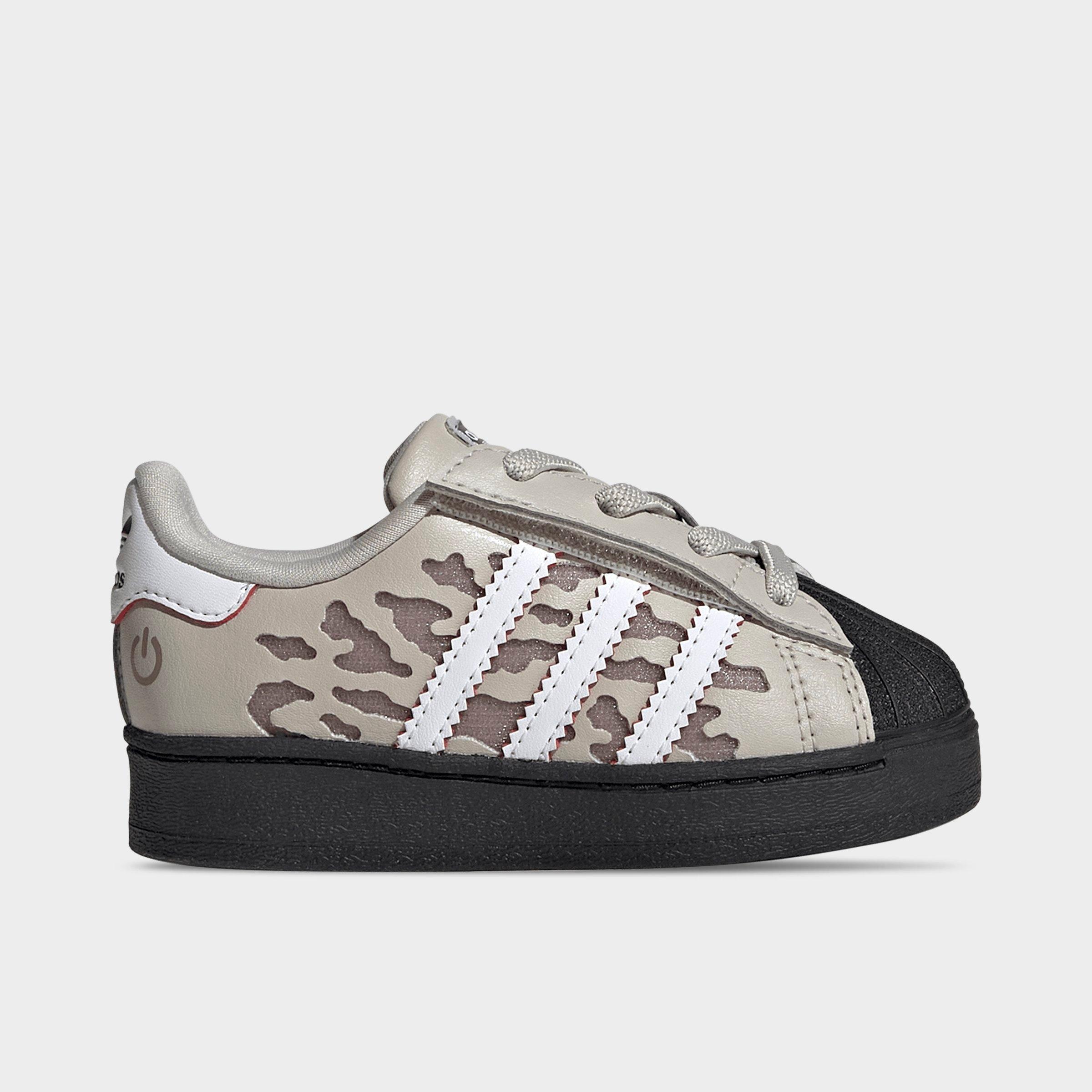 adidas Kids Toddler Originals Superstar LED Lights Comfort Closure Stretch Lace Casual Shoes in Wonder Alumina/White/Black Size: 5.5