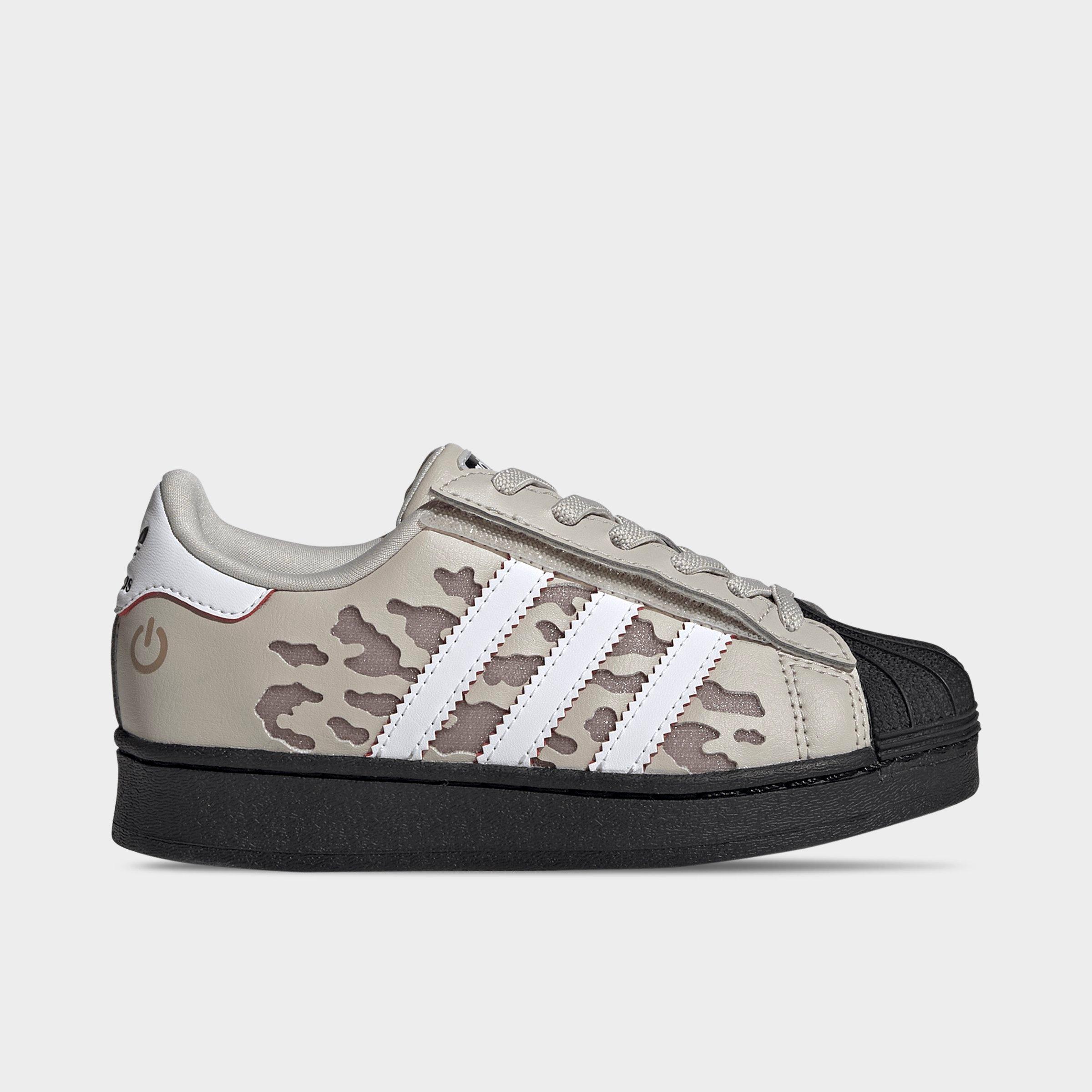 adidas Little Kids Originals Superstar LED Lights Comfort Closure Stretch Lace Casual Shoes in Wonder Alumina/White Size: 3.0