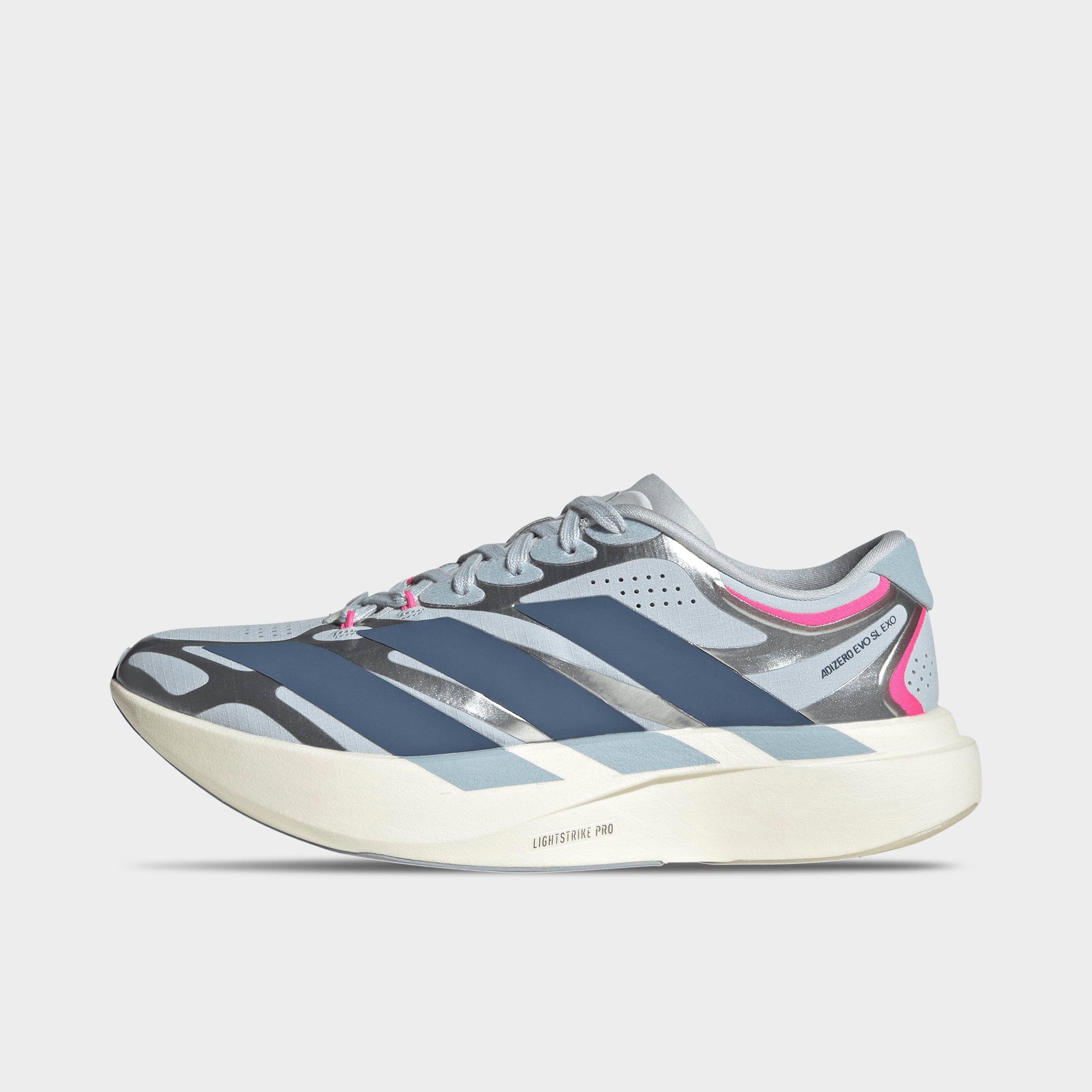 adidas Women's Adizero EVO SL Exo Running Shoes in Halo Blue/Preloved Ink/Silver Metallic Size: 9.5