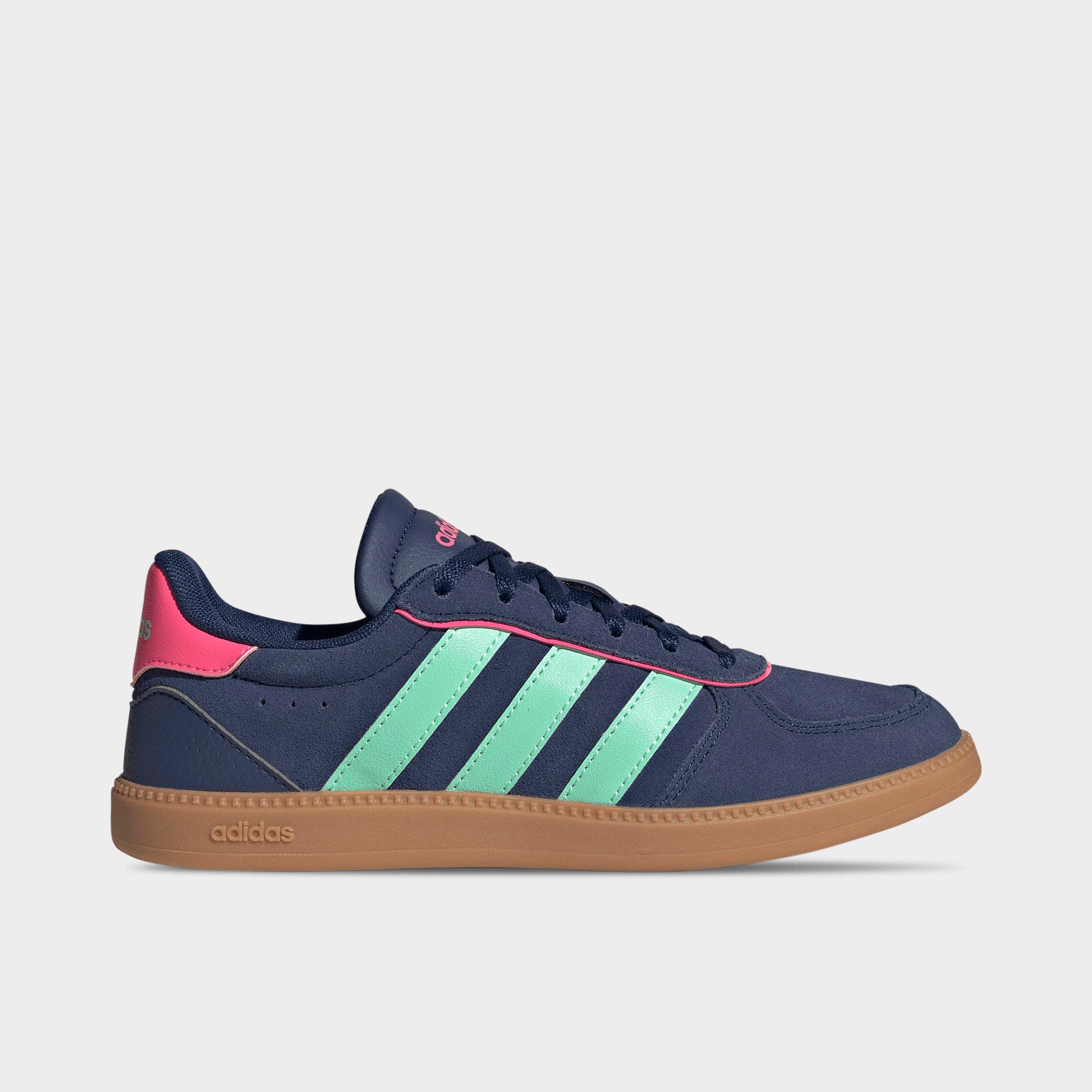 adidas Big Kids Breaknet Sleek Casual Shoes in Dark Blue/Pulse Mint/Lucid Pink Size: 4.0