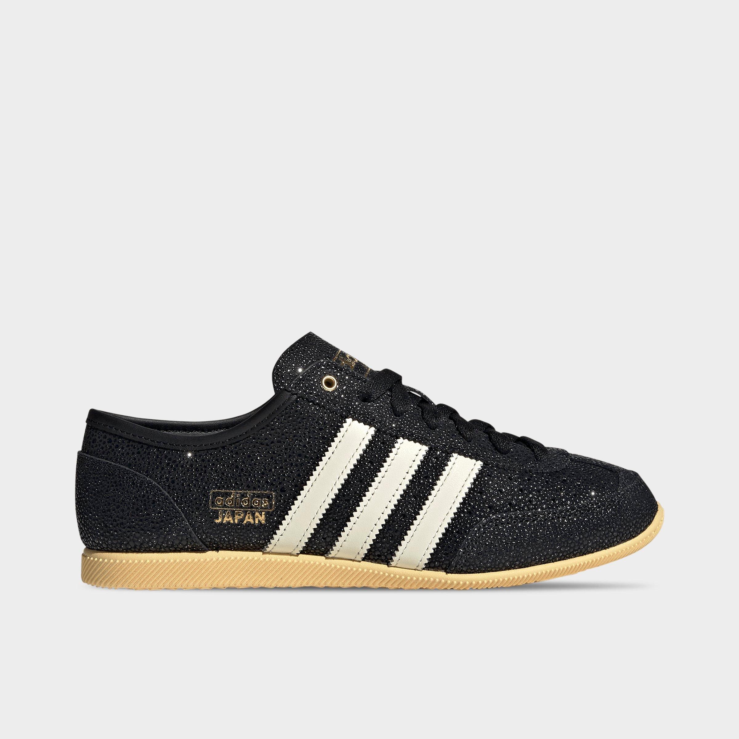adidas Women's Originals Japan Decon Pebble Leather Casual Shoes in Core Black/Cream White/Orange Tint Size: 6.5