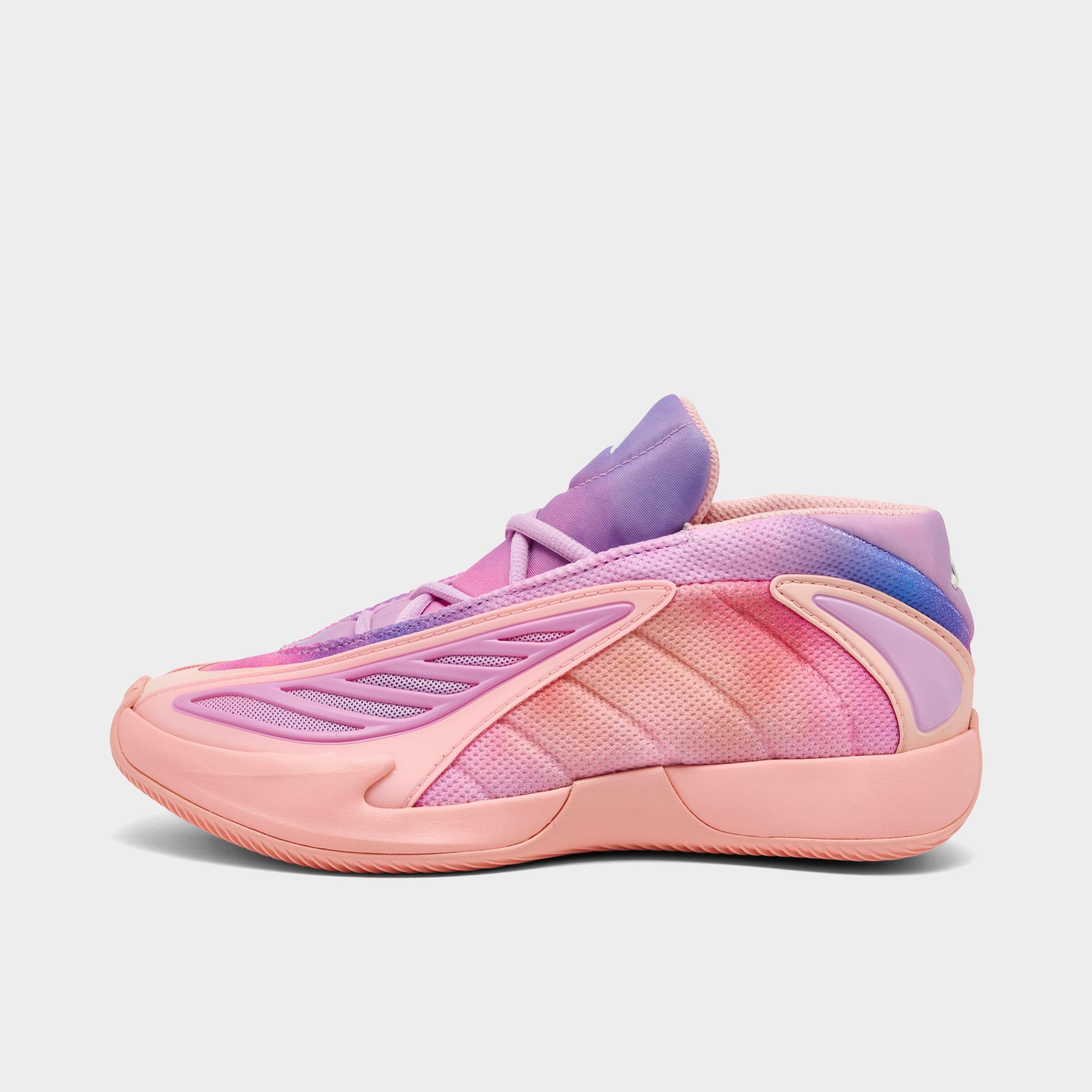 adidas Little Kids Anthony Edwards 2 Basketball Shoes in Haze Coral/Bliss Lilac/Zero Metallic Size: 13.0