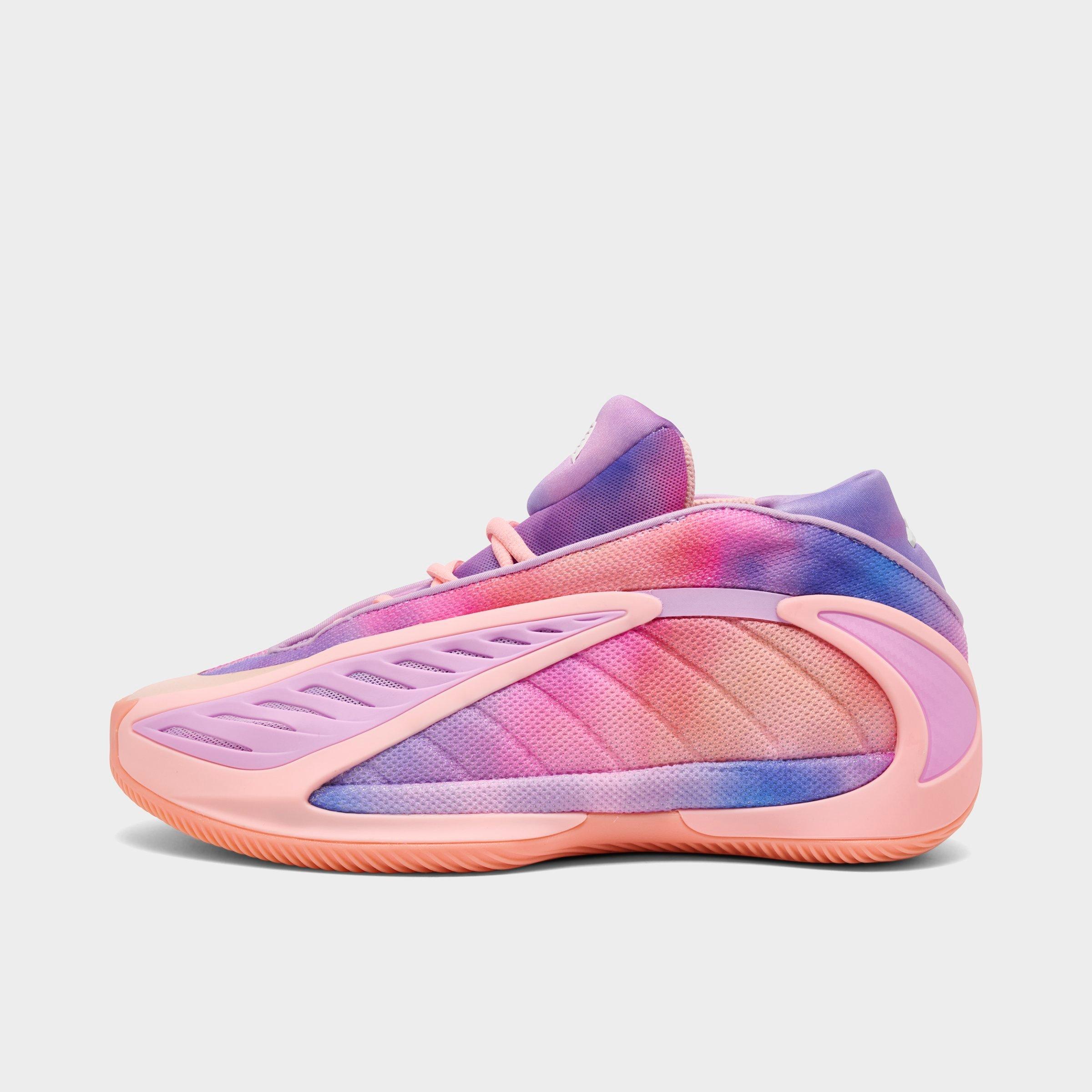 adidas Big Kids Anthony Edwards 2 Low Basketball Shoes in Haze Coral/Bliss Lilac/Zero Metallic Size: 3.5