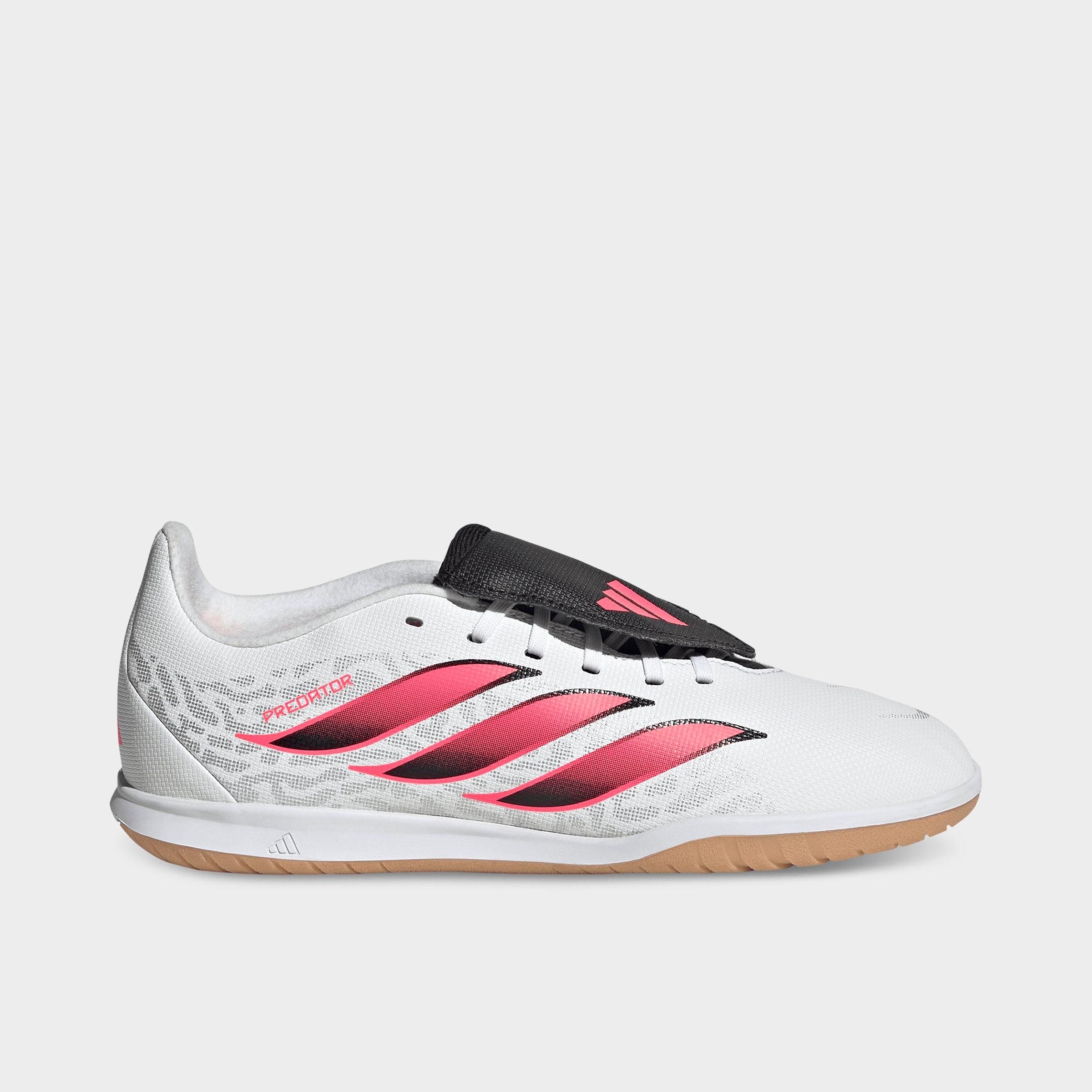 adidas Big Kids Predator Club Sala Fold Over Tongue Indoor Soccer Cleats in White/Solar Turbo/Black Size: 3.0