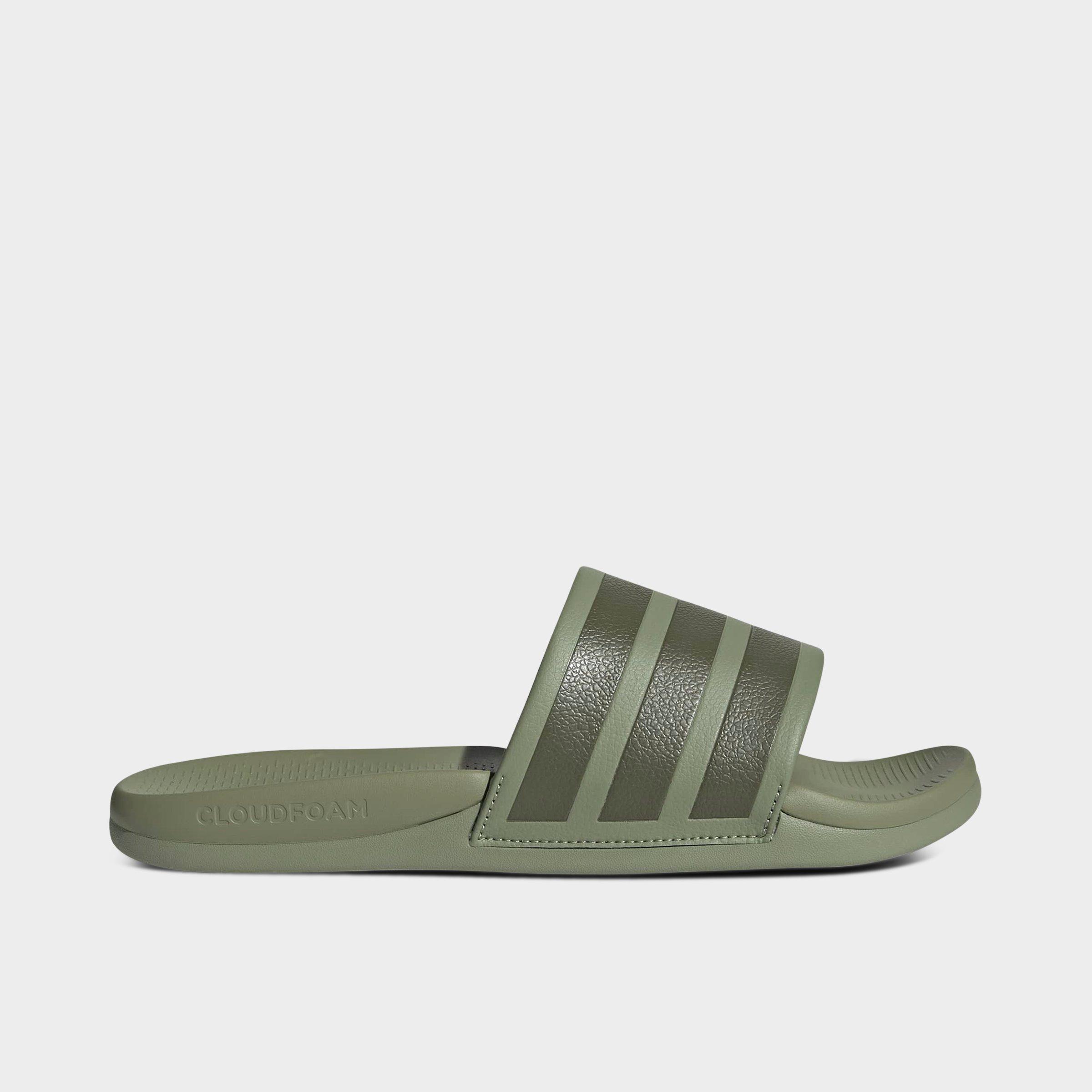 adidas Women's Adilette Comfort 2.0 Slide Sandals in Tent Green/Olive Strata/Tent Green Size: 7.0