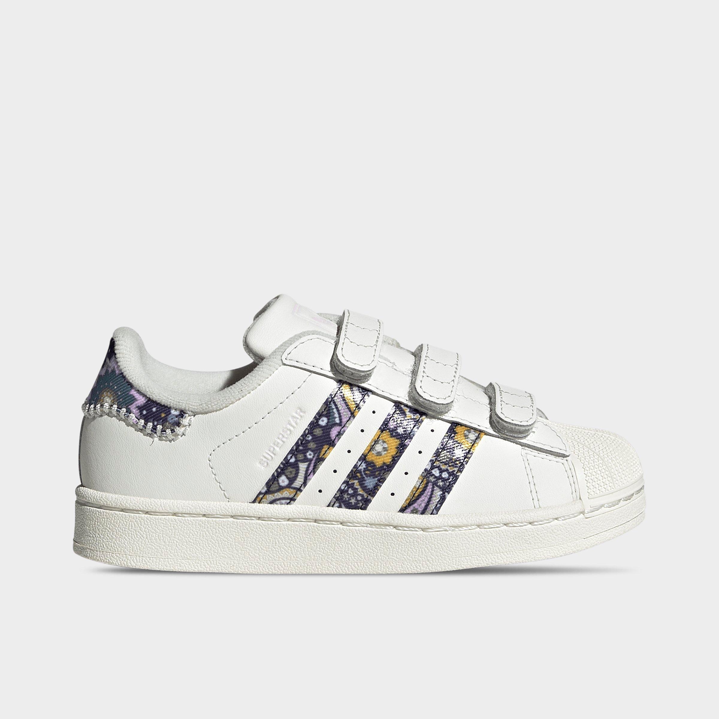 adidas Girls' Little Kids Originals x Liberty London Superstar II Casual Shoes in Core White/Orchid Fusion/Gum Size: 11.5