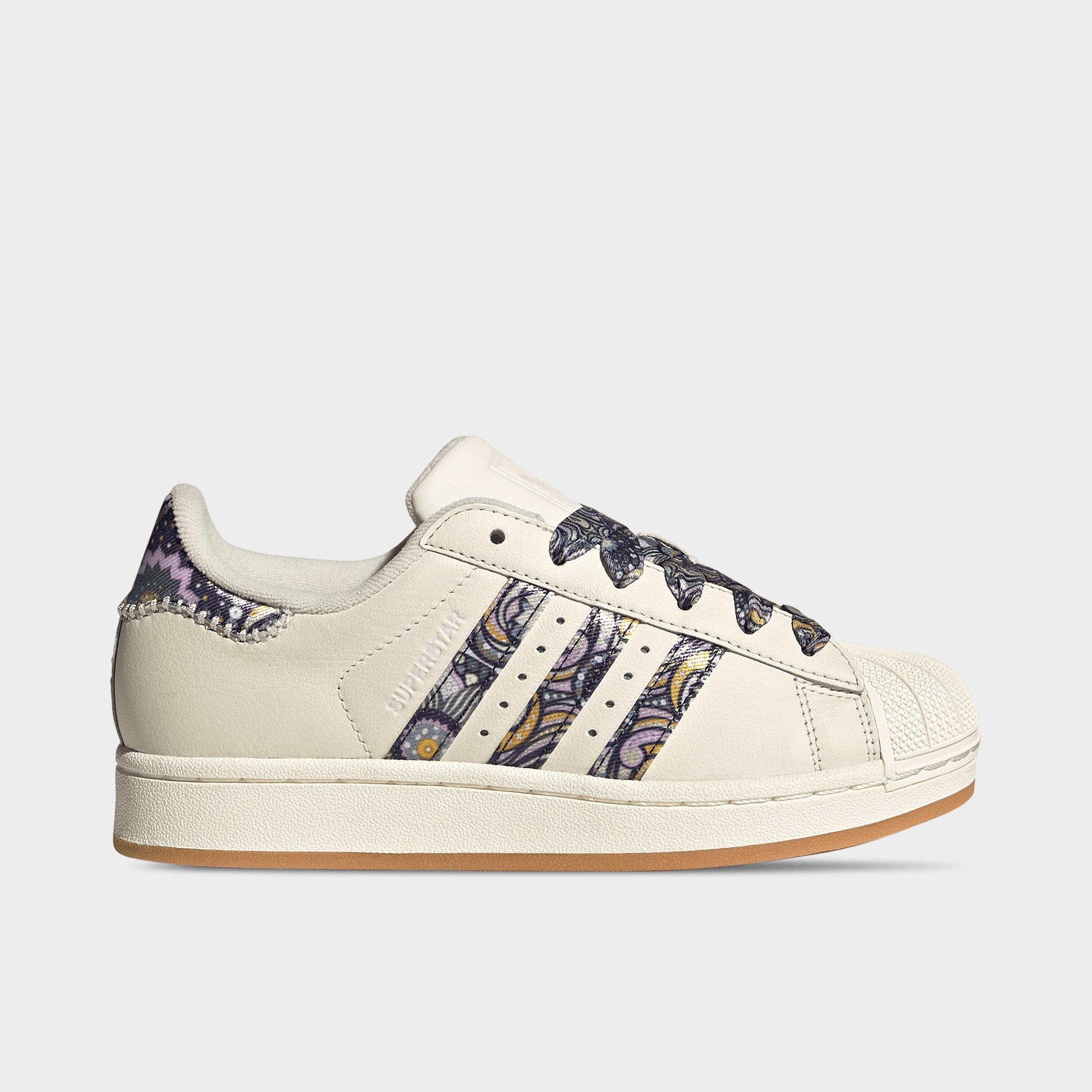 adidas Girls' Big Kids Originals x Liberty London Superstar II Casual Shoes in Core White/Orchid Fusion/Gum Size: 5.0