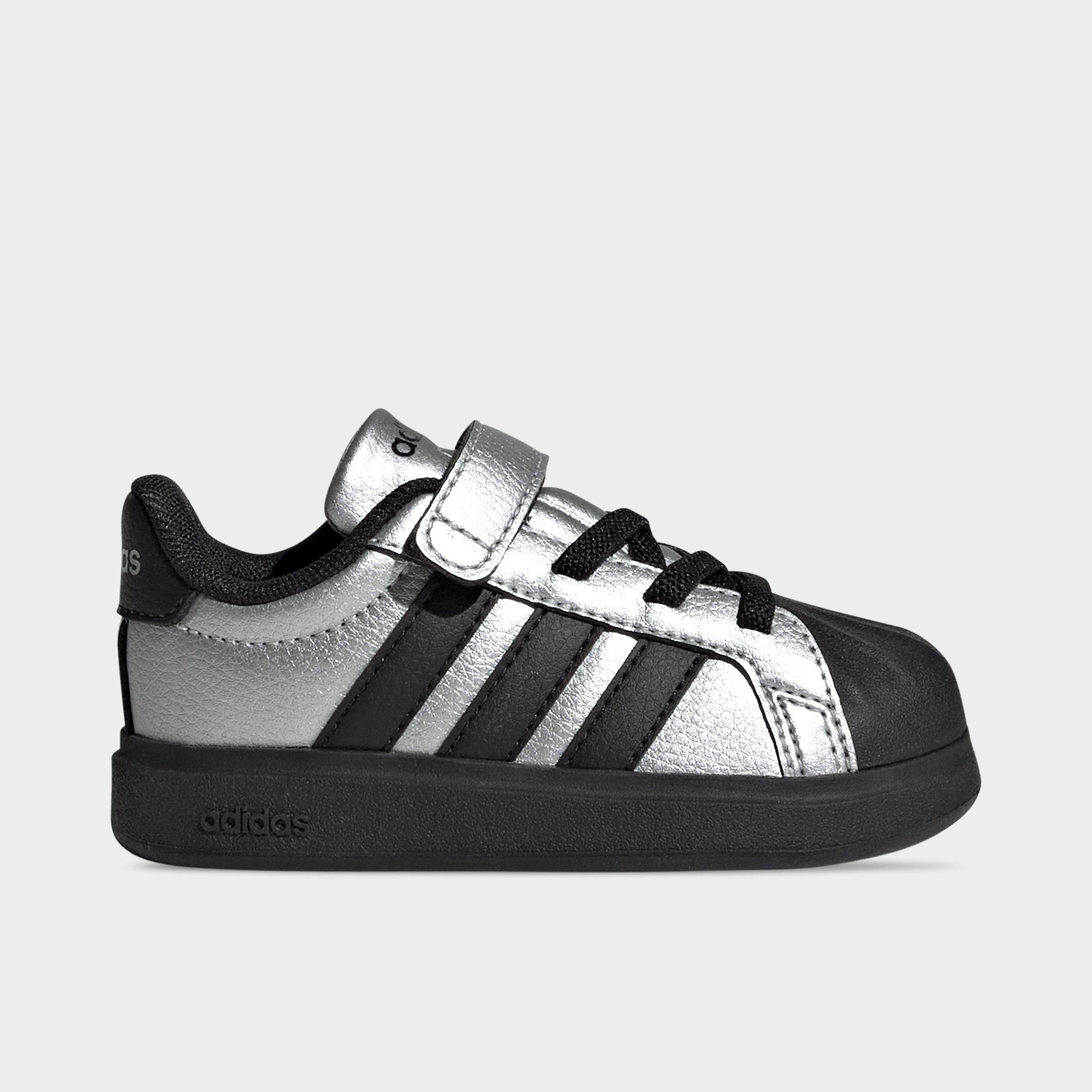 adidas Kids Toddler Streettalk Hook-And-Loop Stretch Lace Casual Shoes in Silver Metallic/Core Black/Silver Metallic Size: 6.5