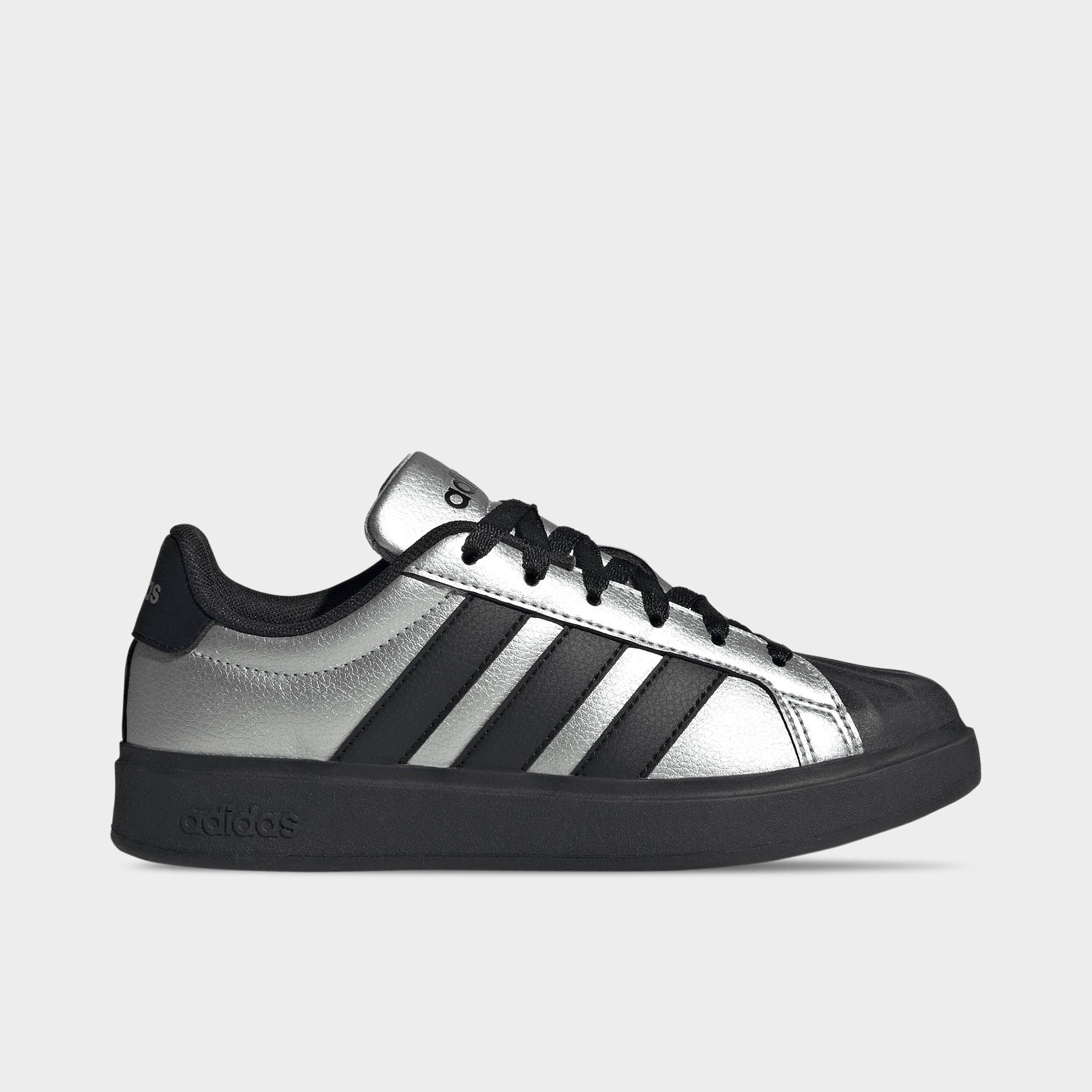 adidas Big Kids Streettalk Casual Shoes in Silver Metallic/Core Black/Silver Metallic Size: 3.5
