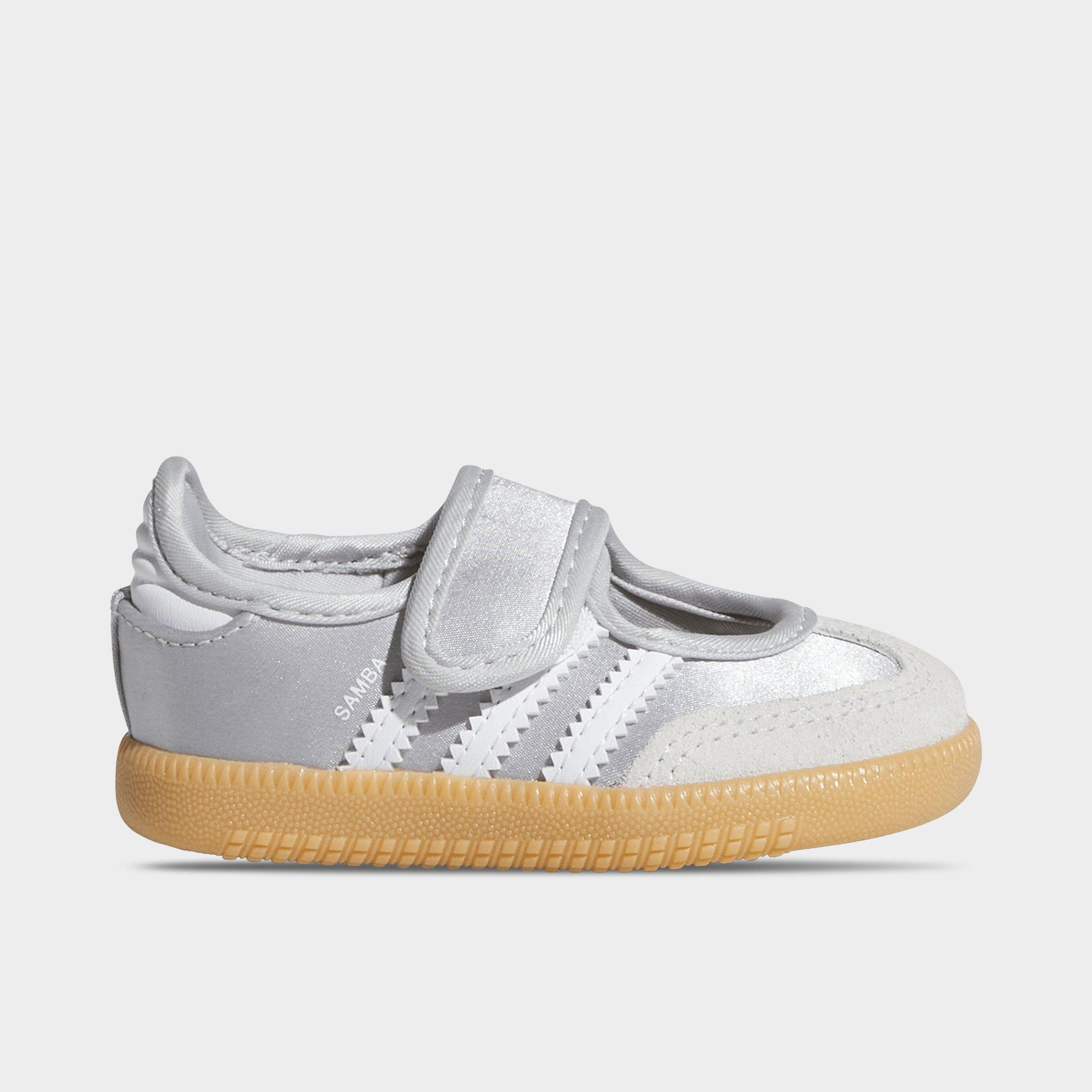 adidas Girls' Toddler Originals Samba Jane Casual Shoes in Silver Metallic/White/Gum Size: 8.0
