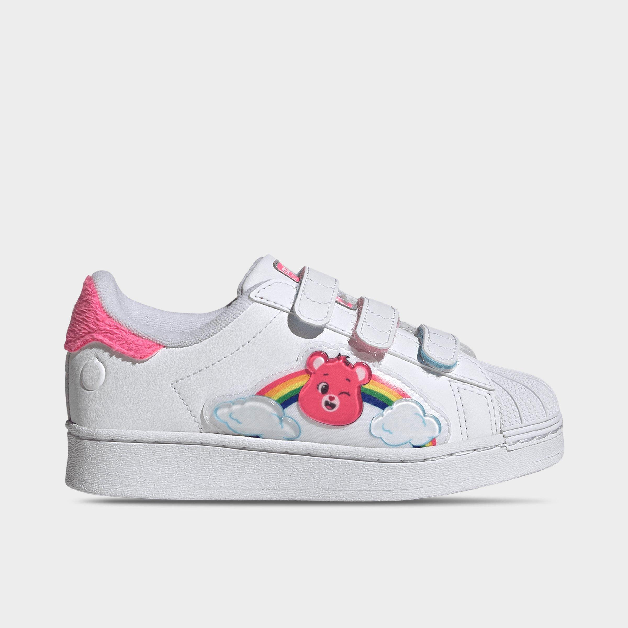 adidas Girls' Little Kids Originals x Care Bears Superstar LED Lights Comfort Closure Casual Shoes in Cloud White/Lucid Pink/Bliss Pink Size: 11.5