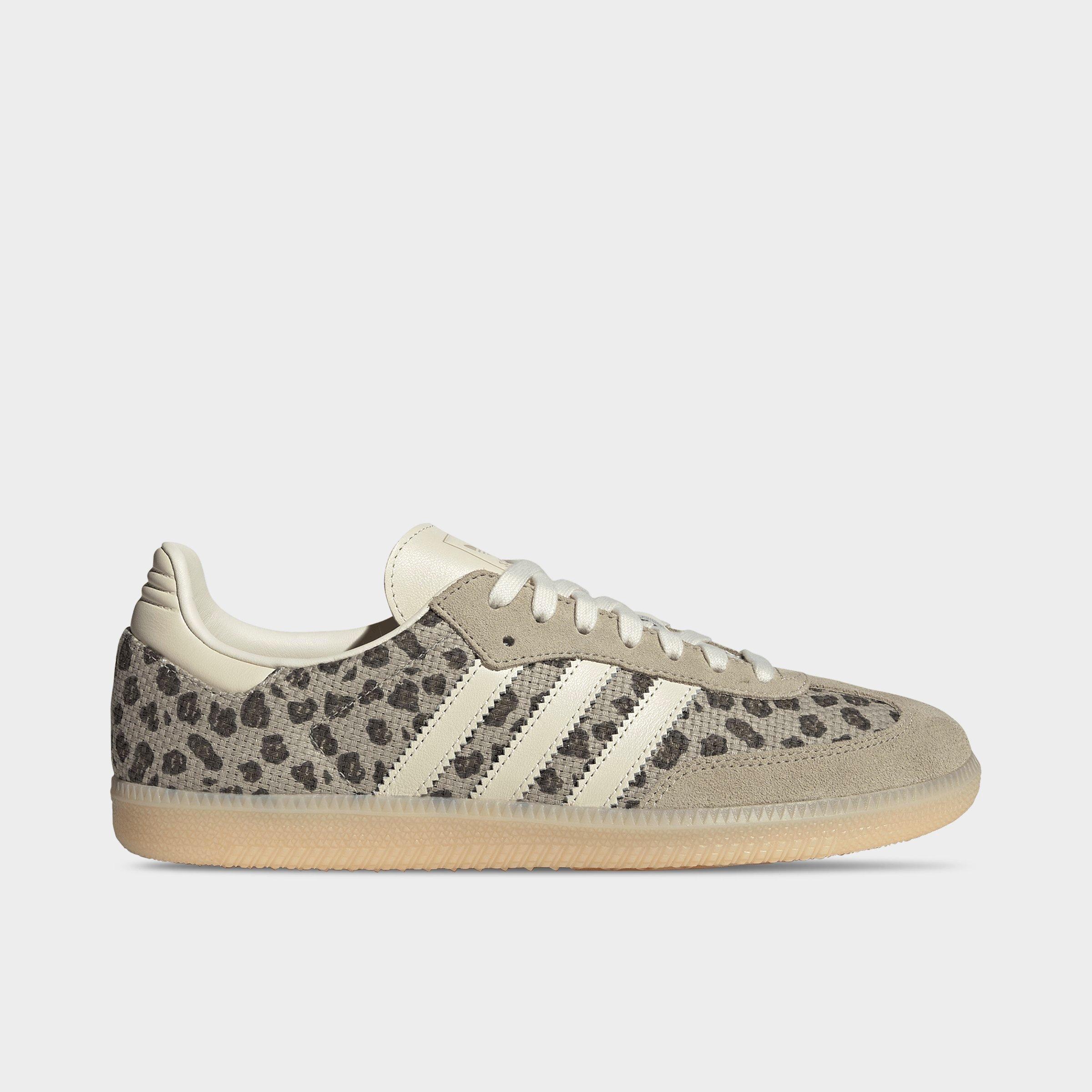 adidas Men's Originals Samba OG Leopard Casual Shoes in Khaki/Cream White/Sand Strata Size: 8.5